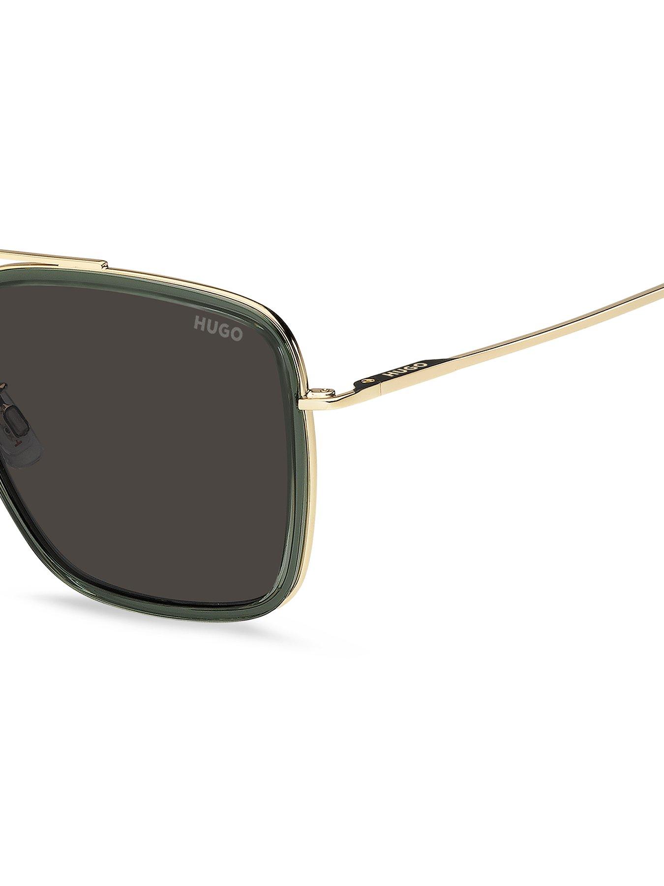 Image 5 of 5 of HUGO Square Double Bridge Sunglasses- Gold