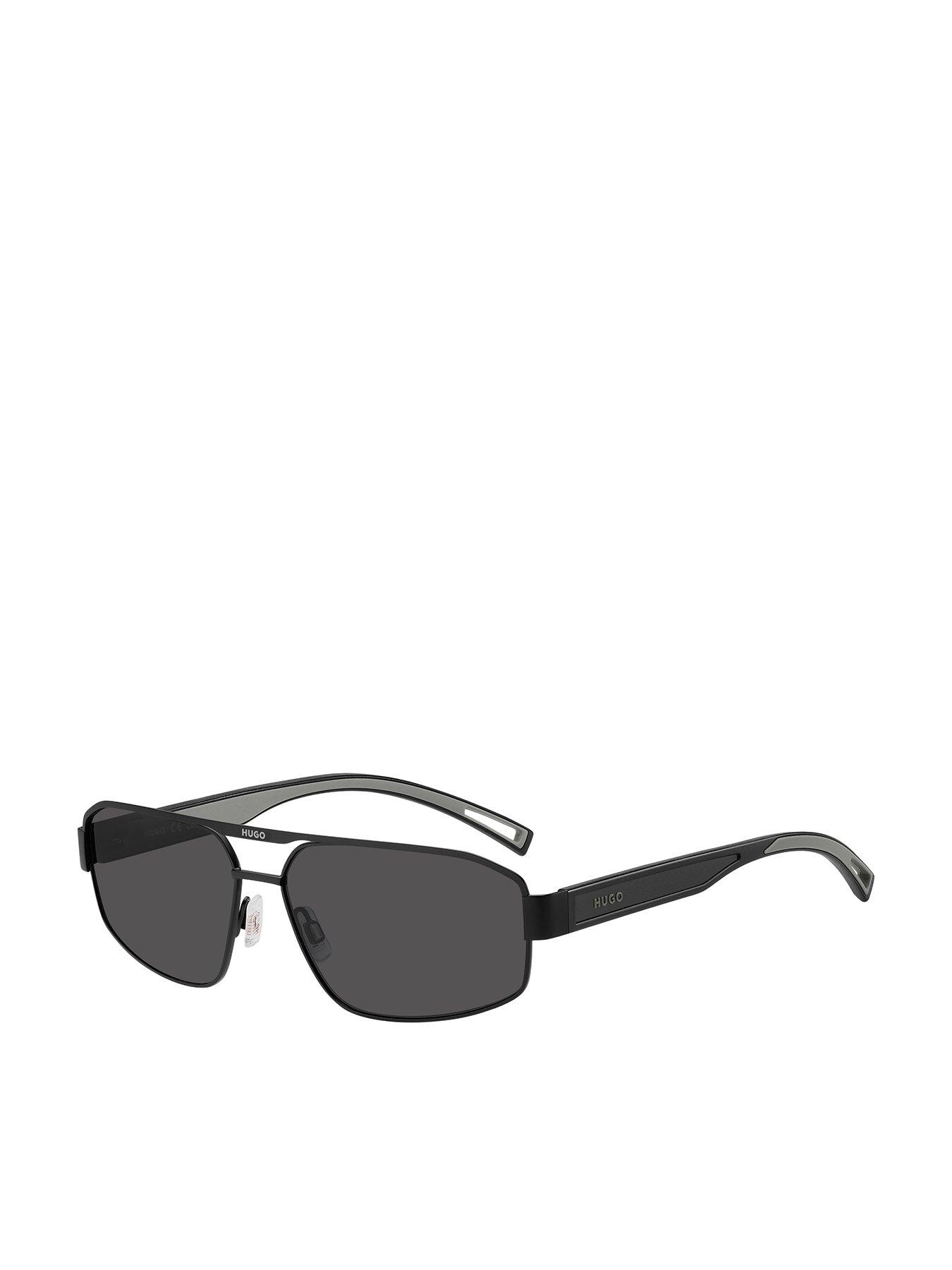front image of hugo-navigator-sunglasses--matte-black