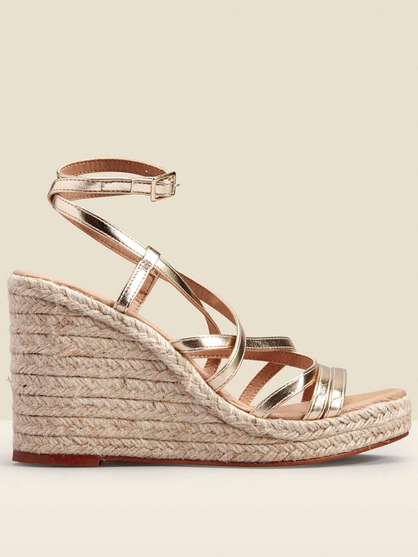 Sosandar Strappy Wedge Espadrille - Gold