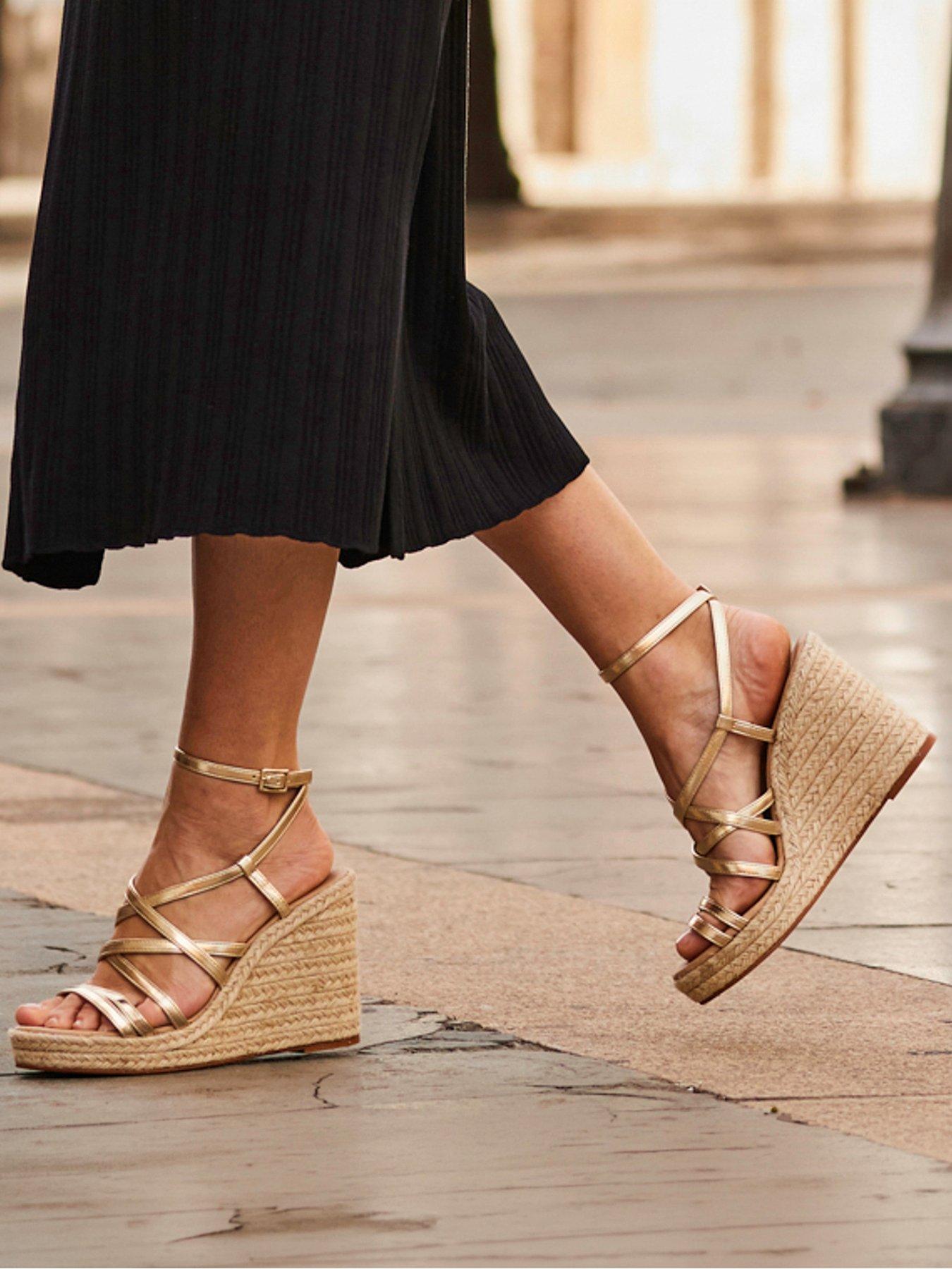 Image 2 of 5 of Sosandar Strappy Wedge Espadrille - Gold