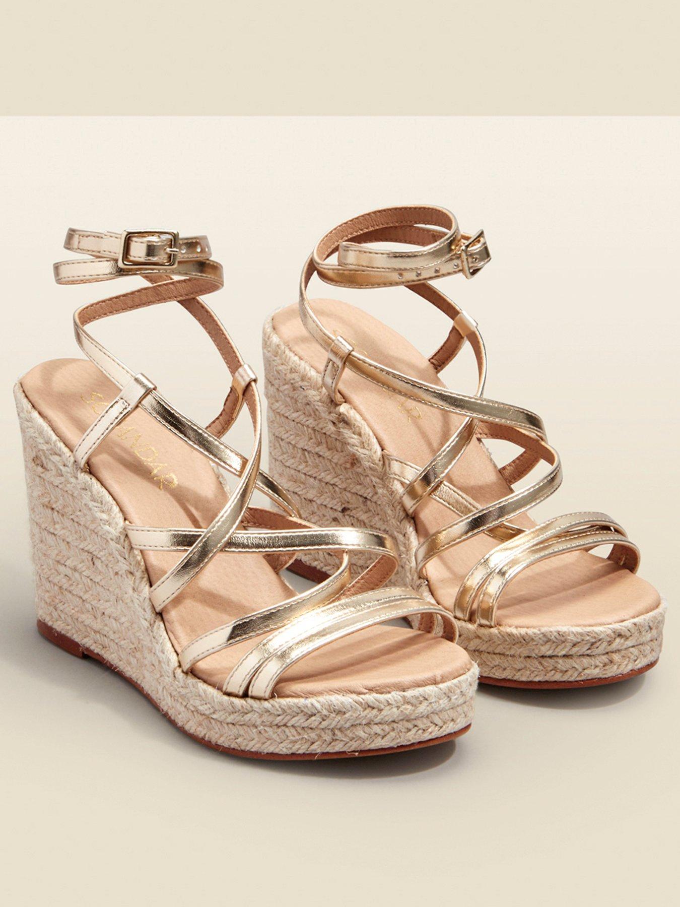 Image 3 of 5 of Sosandar Strappy Wedge Espadrille - Gold