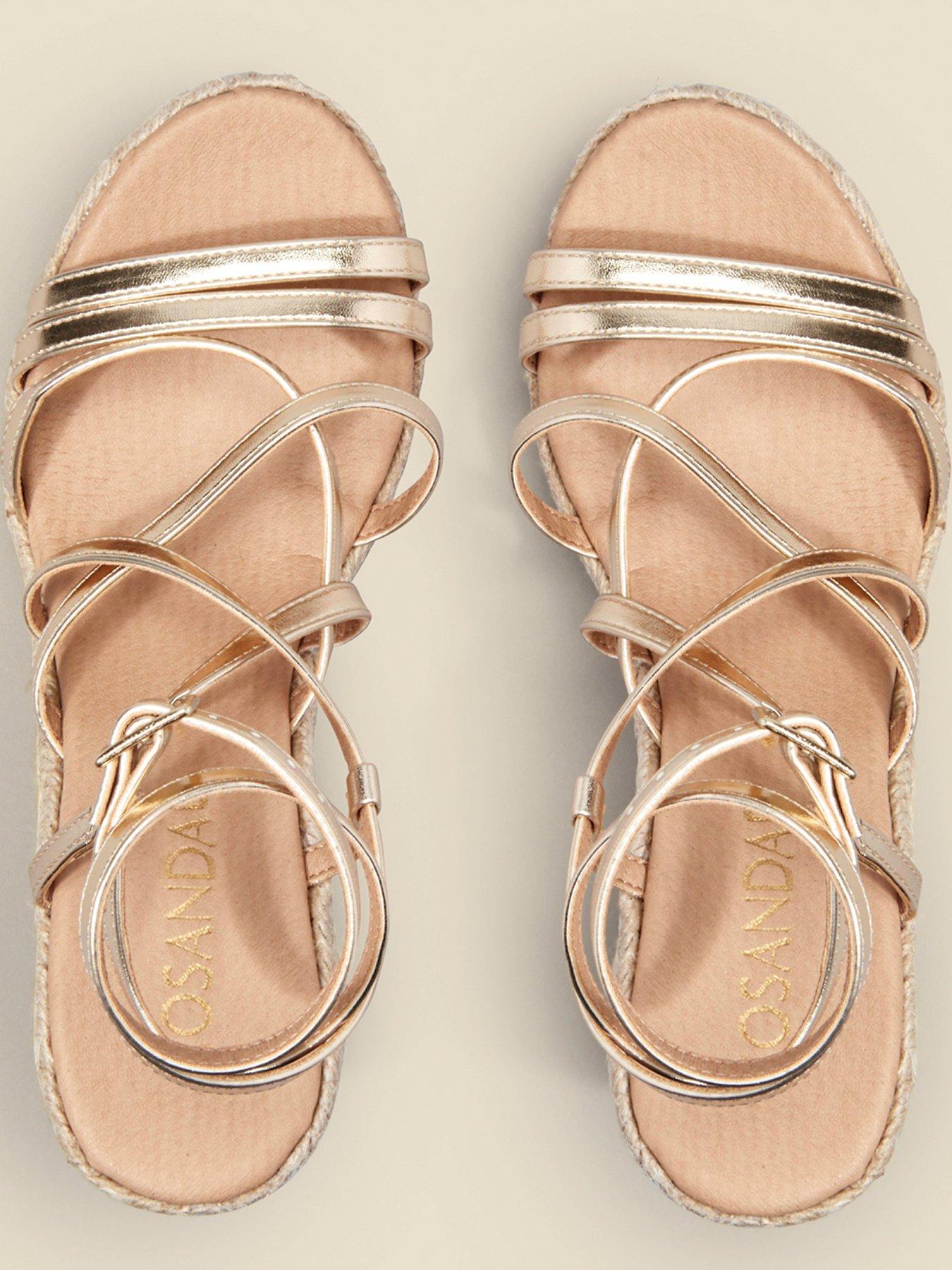 Image 4 of 5 of Sosandar Strappy Wedge Espadrille - Gold