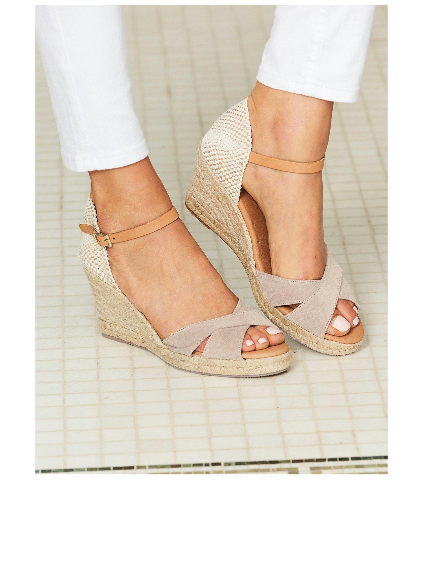 Image 3 of 5 of Sosandar Ankle Strap Mid Wedge Espadrille - Beige