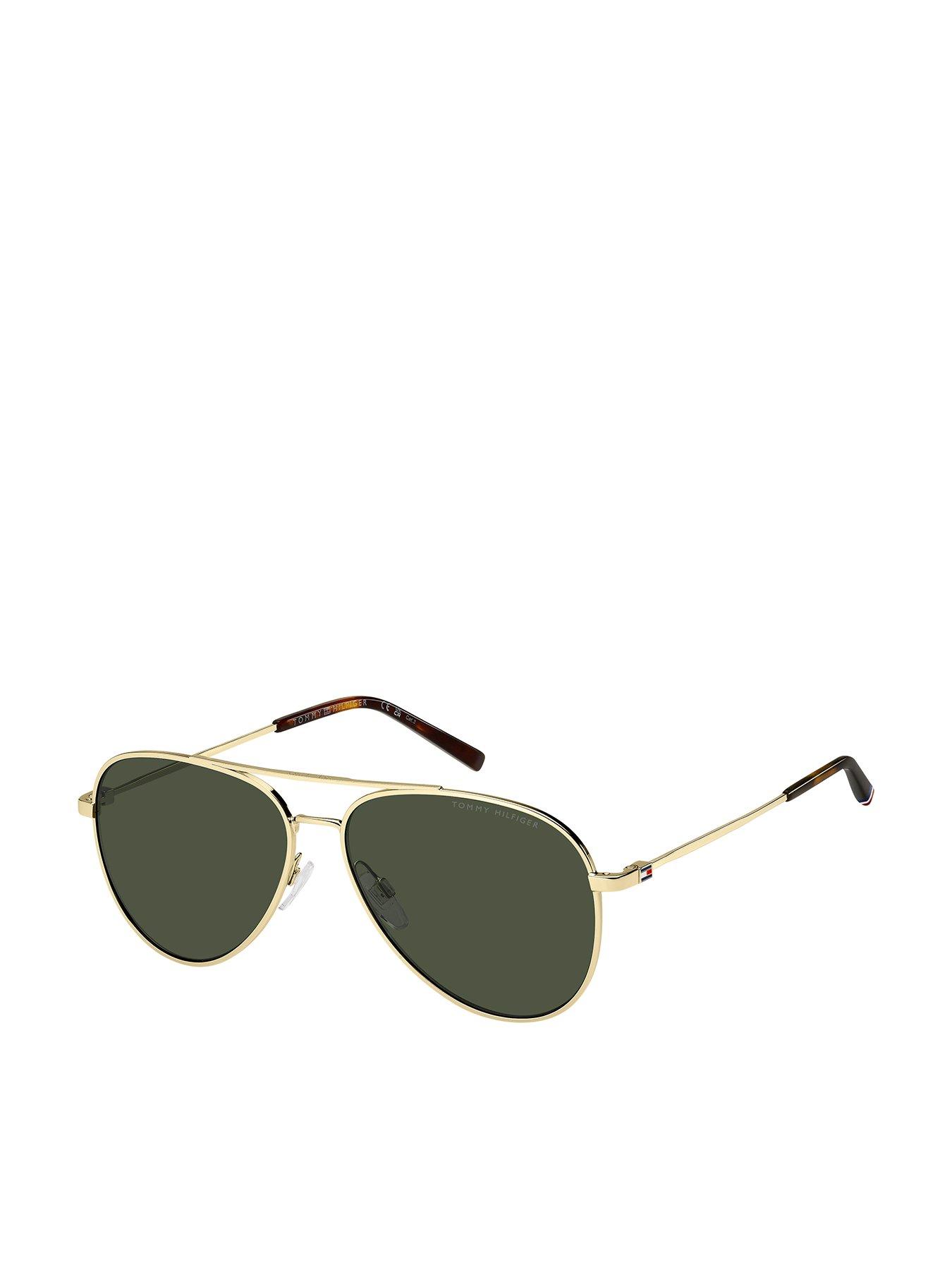 front image of tommy-hilfiger-classic-pilot-sunglasses-gold