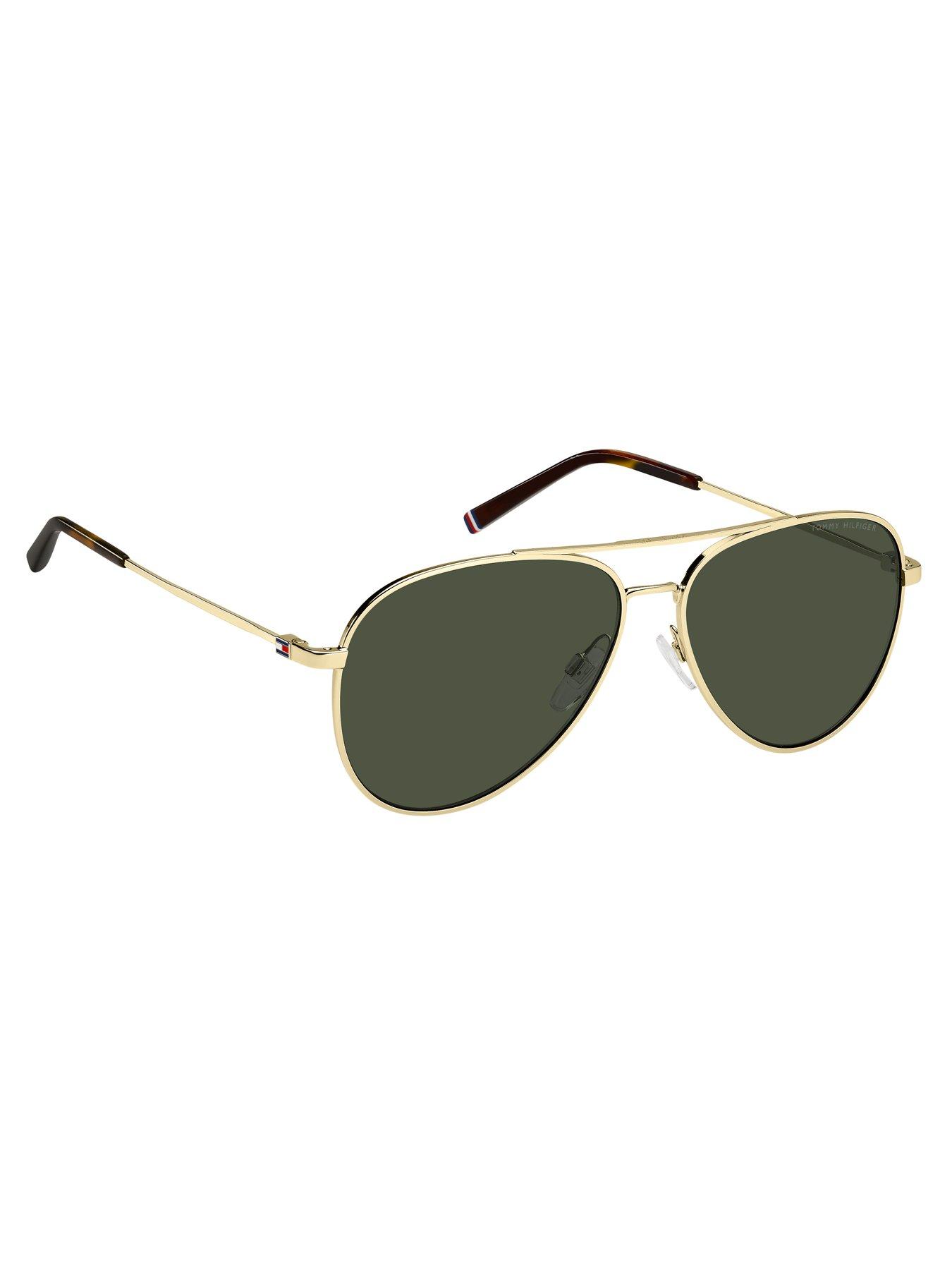 back image of tommy-hilfiger-classic-pilot-sunglasses-gold