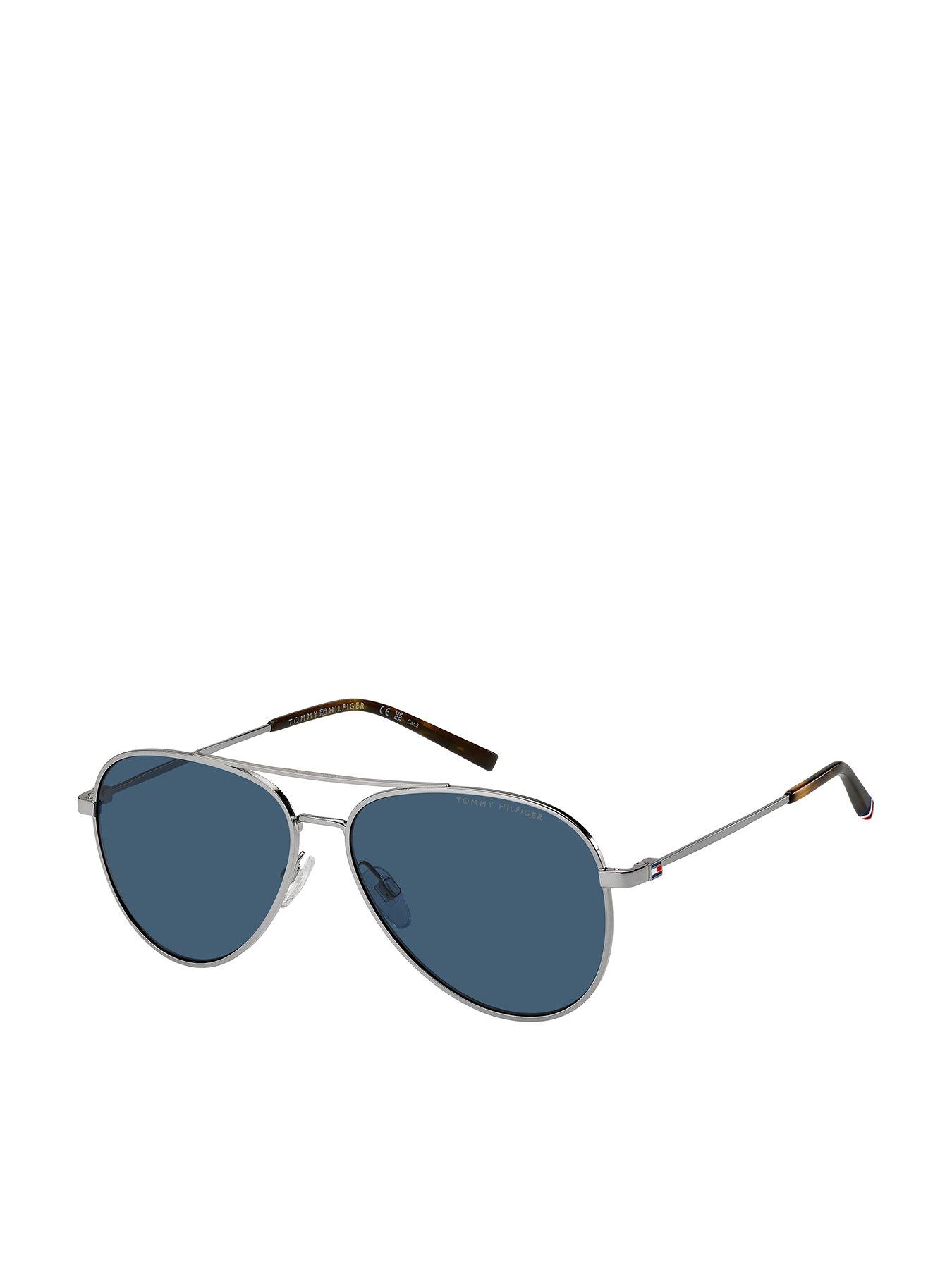 front image of tommy-hilfiger-classic-pilot-sunglasses--chrome