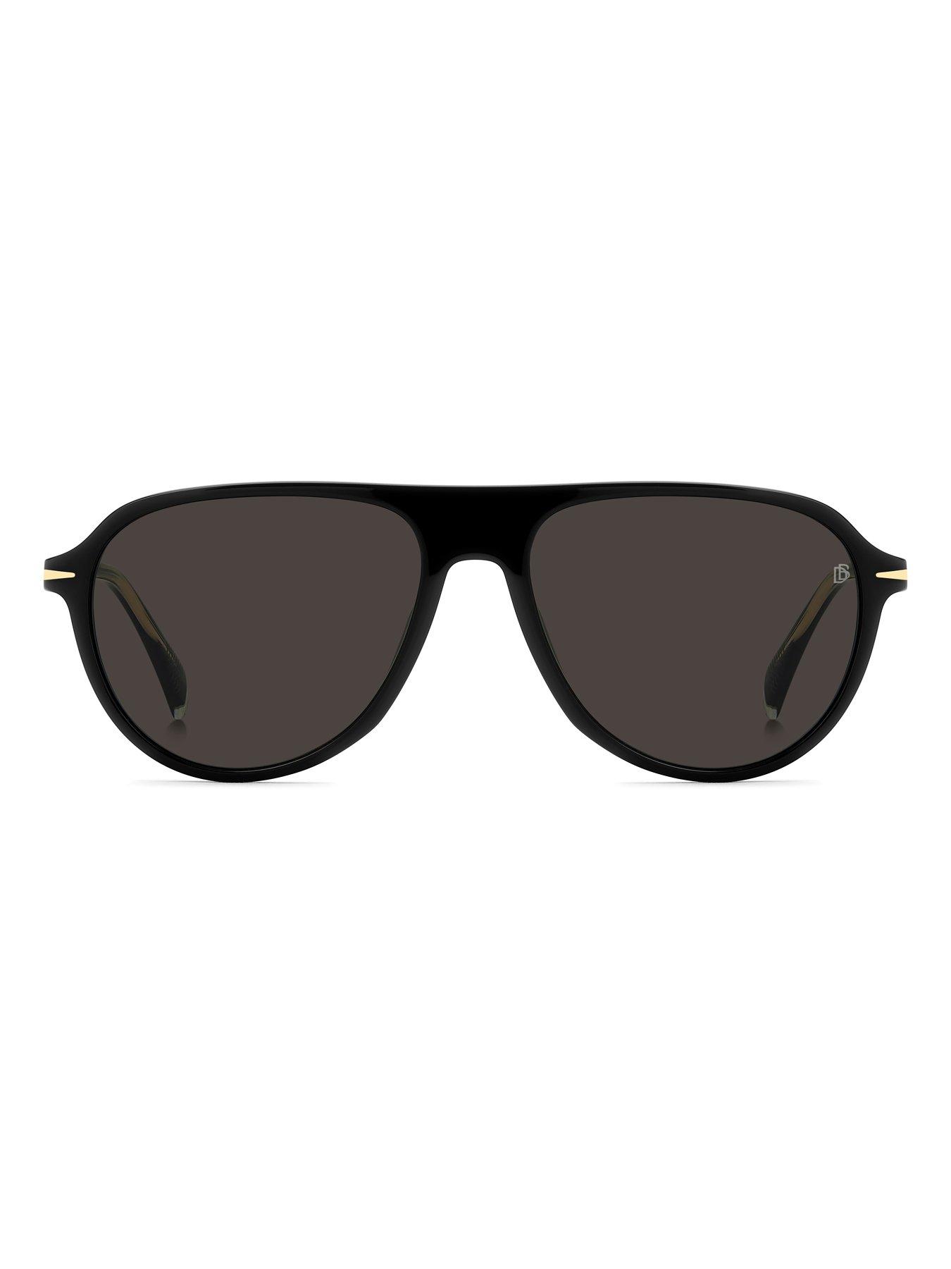  image of eyewear-by-david-beckham-pilot-sunglasses--black-acetate