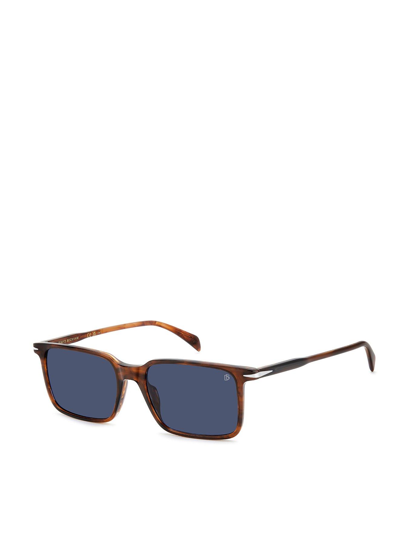  image of eyewear-by-david-beckham-rectangular-sunglasses--brown