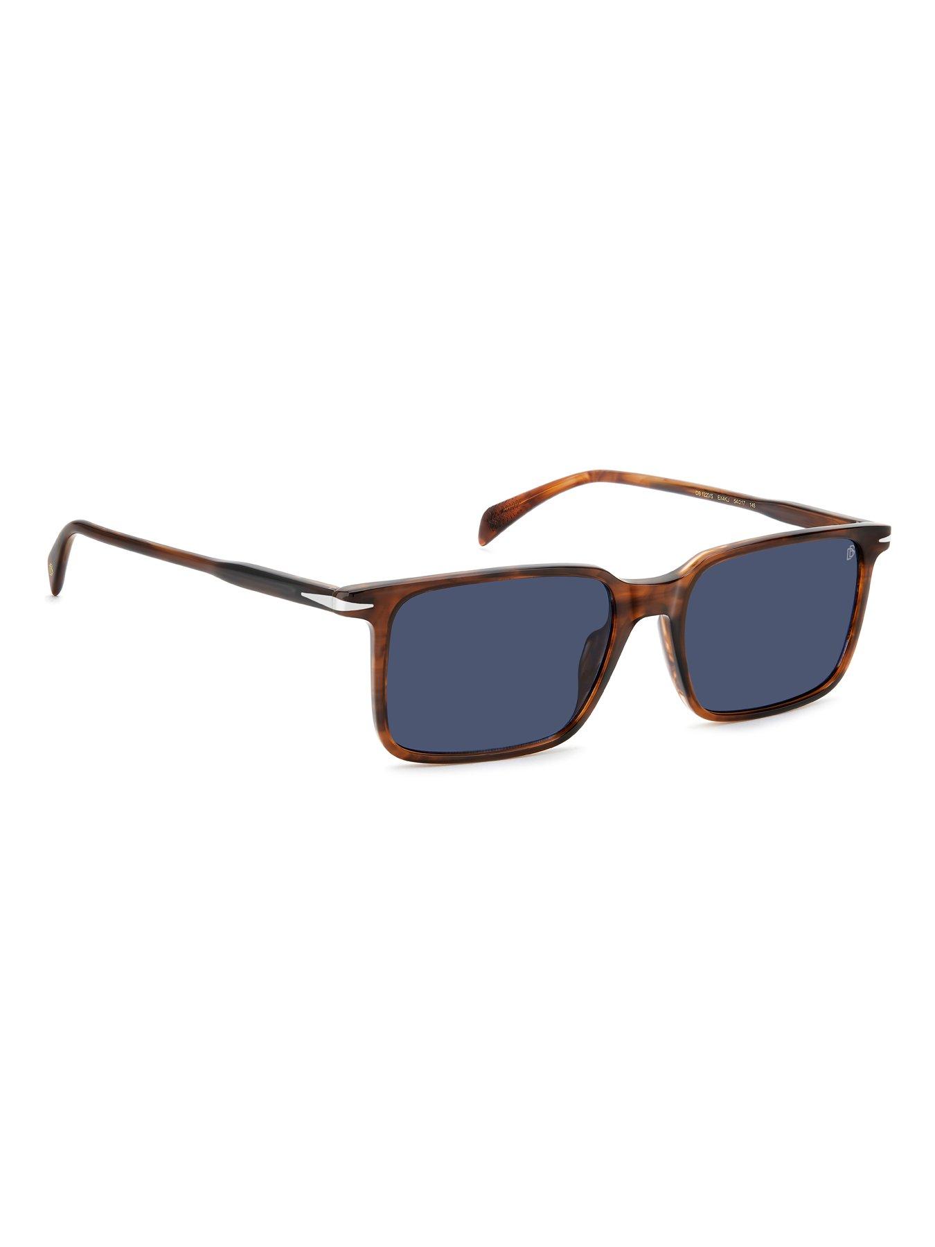  image of eyewear-by-david-beckham-rectangular-sunglasses--brown