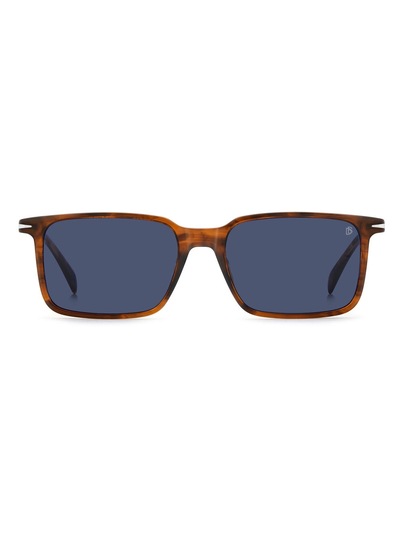  image of eyewear-by-david-beckham-rectangular-sunglasses--brown