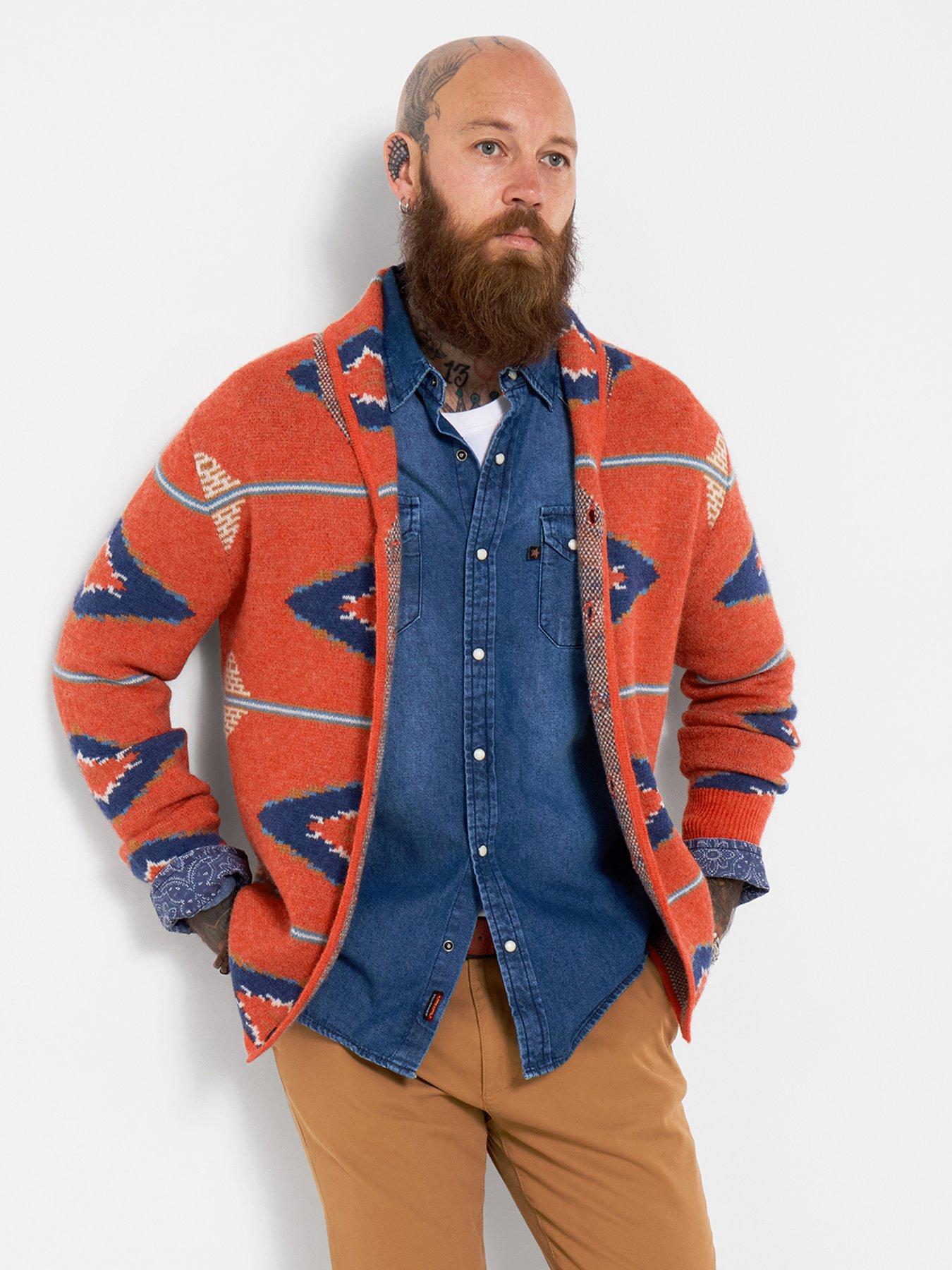 Joe Browns Orange Aztec Knitted Cardigan