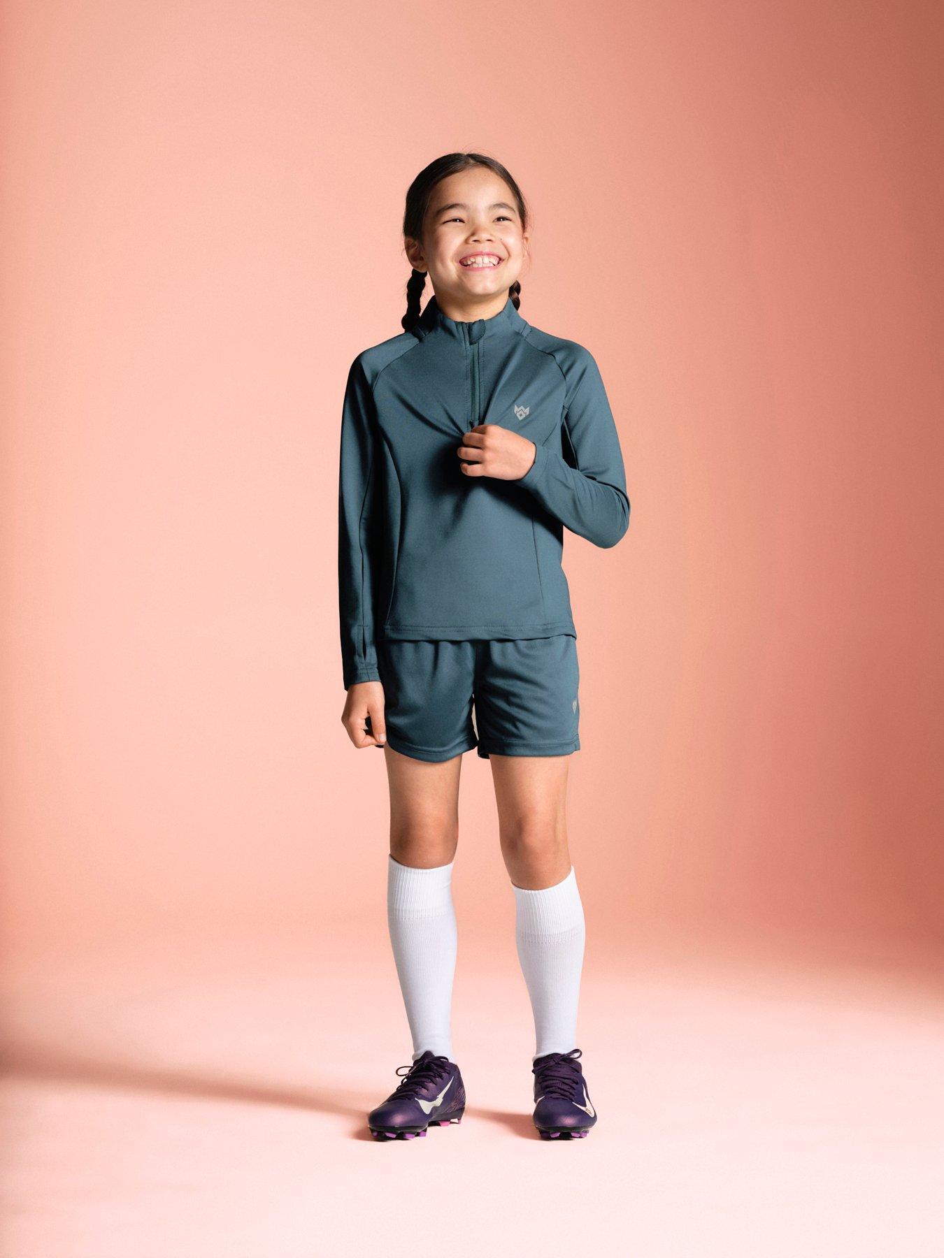 Miss Kick Girls Football Poppy 1/4 Zip Top - Blue