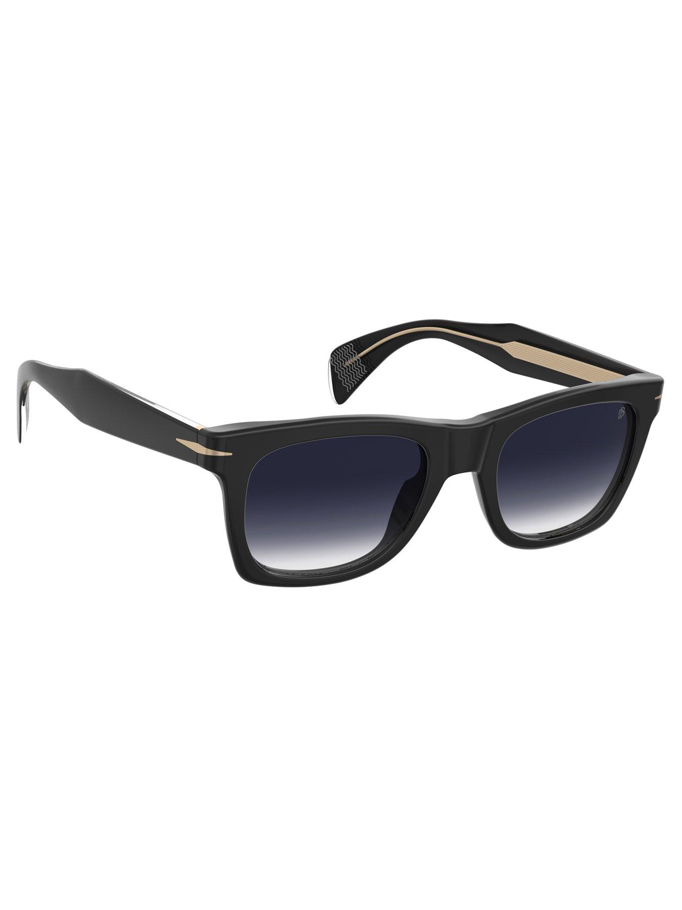  image of eyewear-by-david-beckham-rectangular-sunglasses--black-acetate