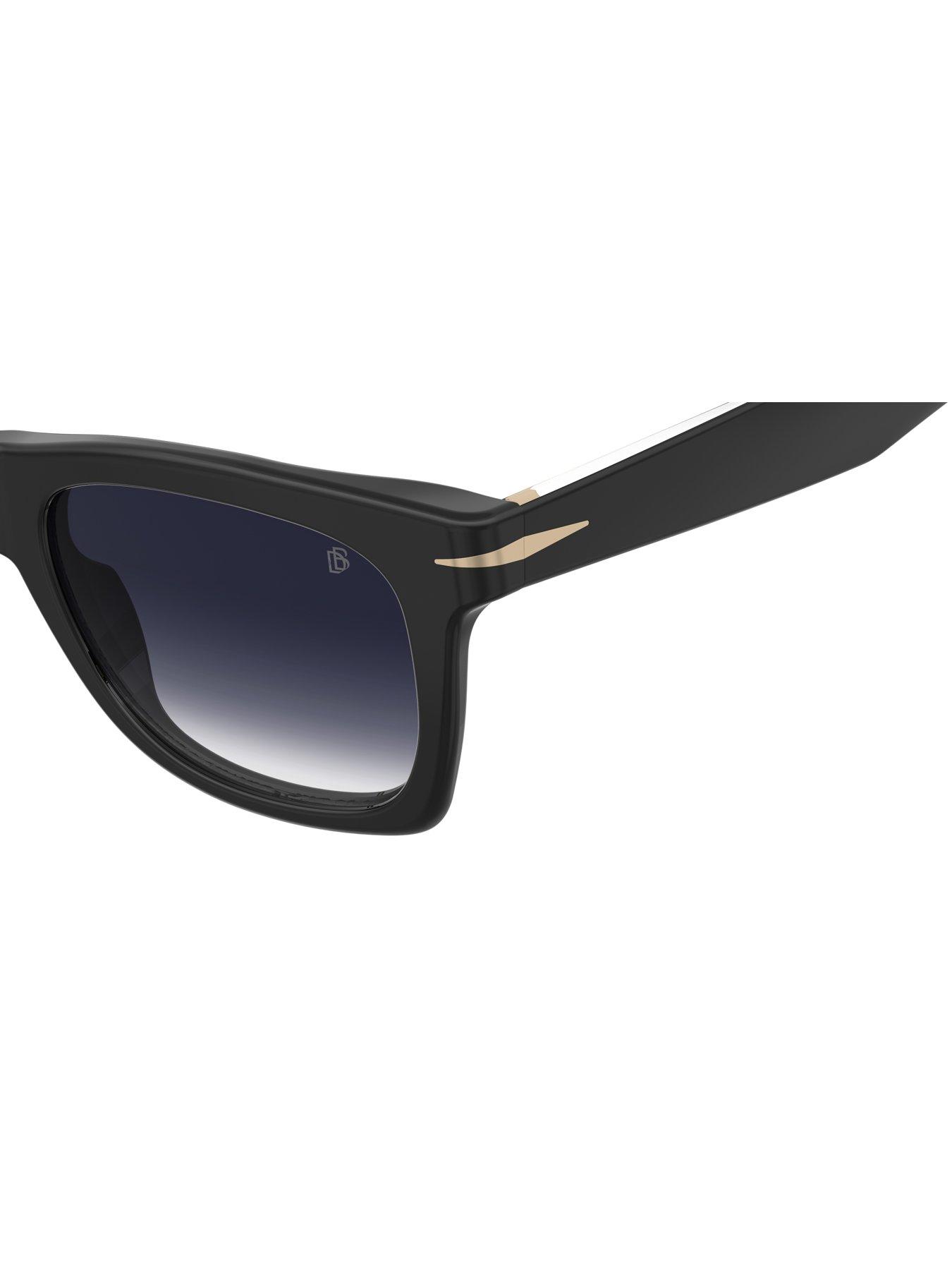  image of eyewear-by-david-beckham-rectangular-sunglasses--black-acetate