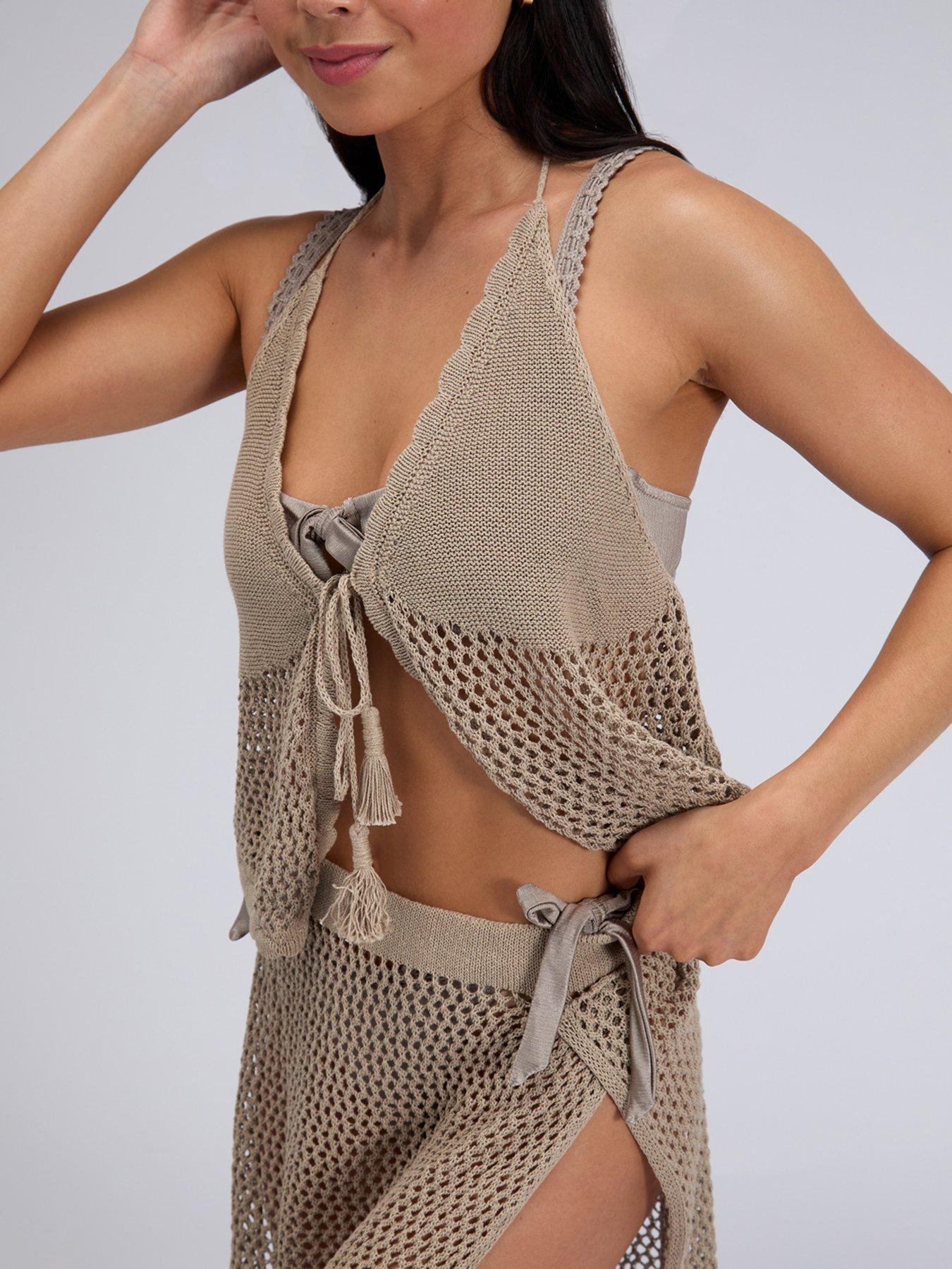  image of boux-avenue-knitted-halter-beach-top-neutral