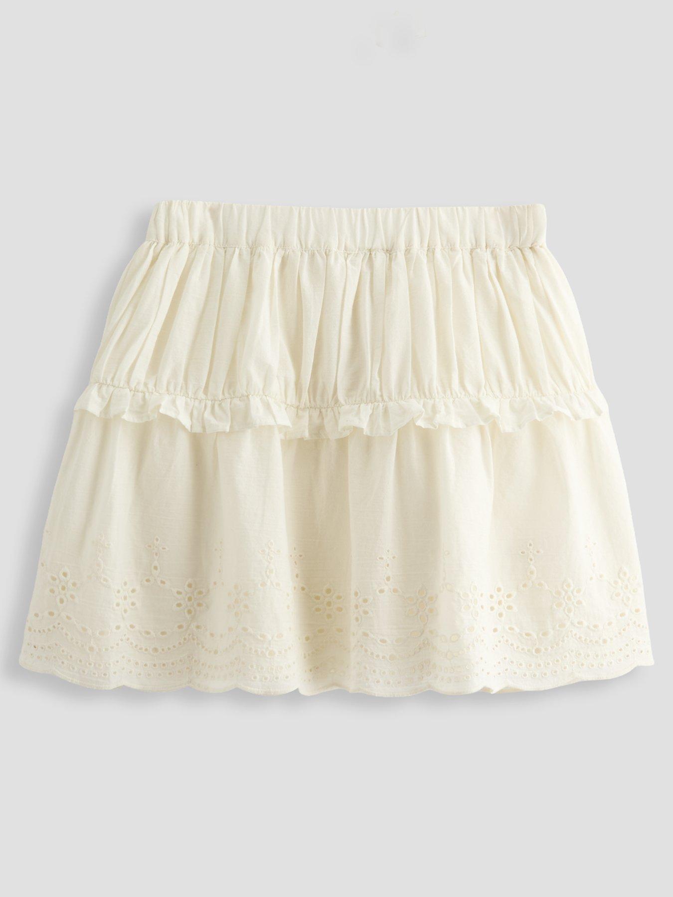 Image 2 of 5 of The Very Collection Girls Broderie Skirt - White