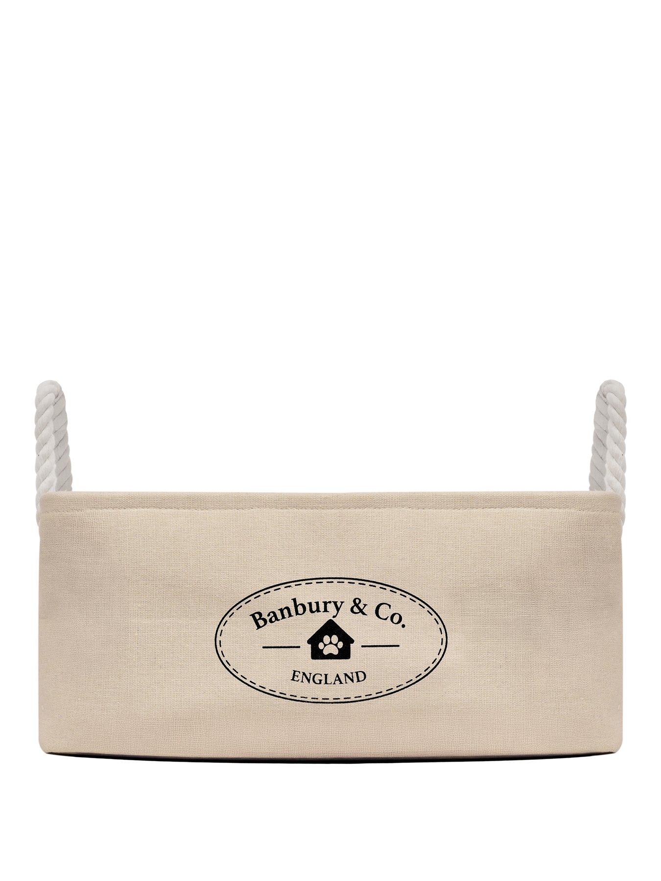Banbury & Co Almond Canvas Storage Basket with Rope Handles