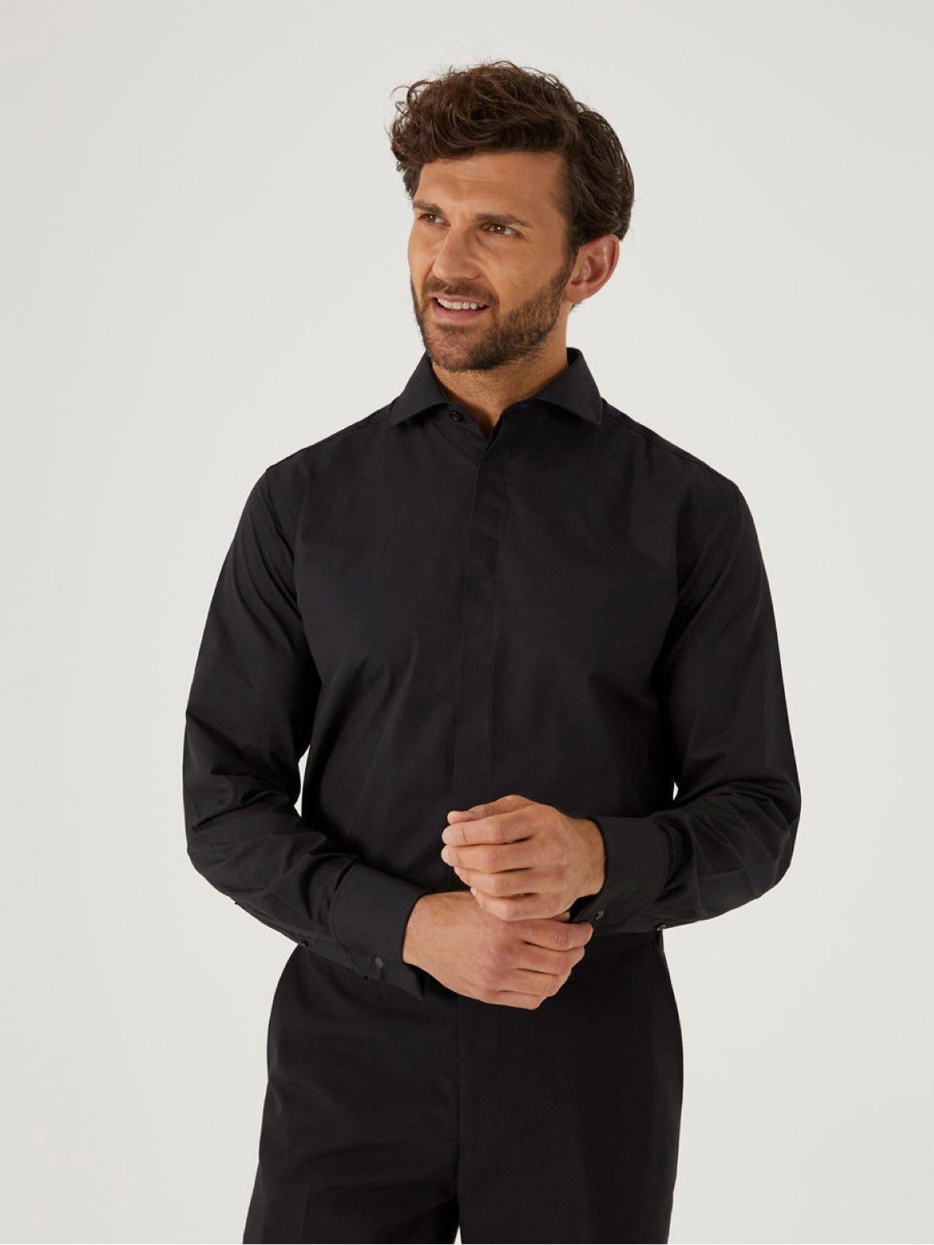 Skopes Plain Tailored Fit Long Sleeve Dress Shirt - Black