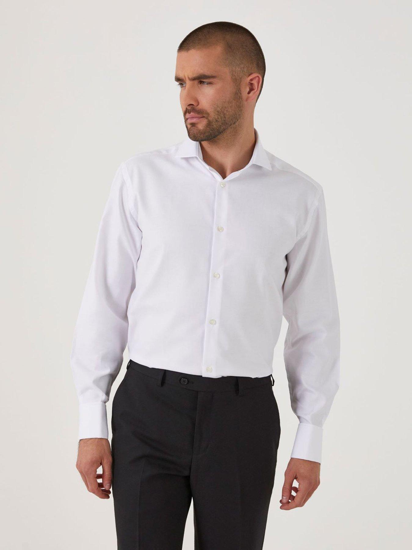 Skopes Premium Tailored Fit Dobby Long Sleeve Shirt - White