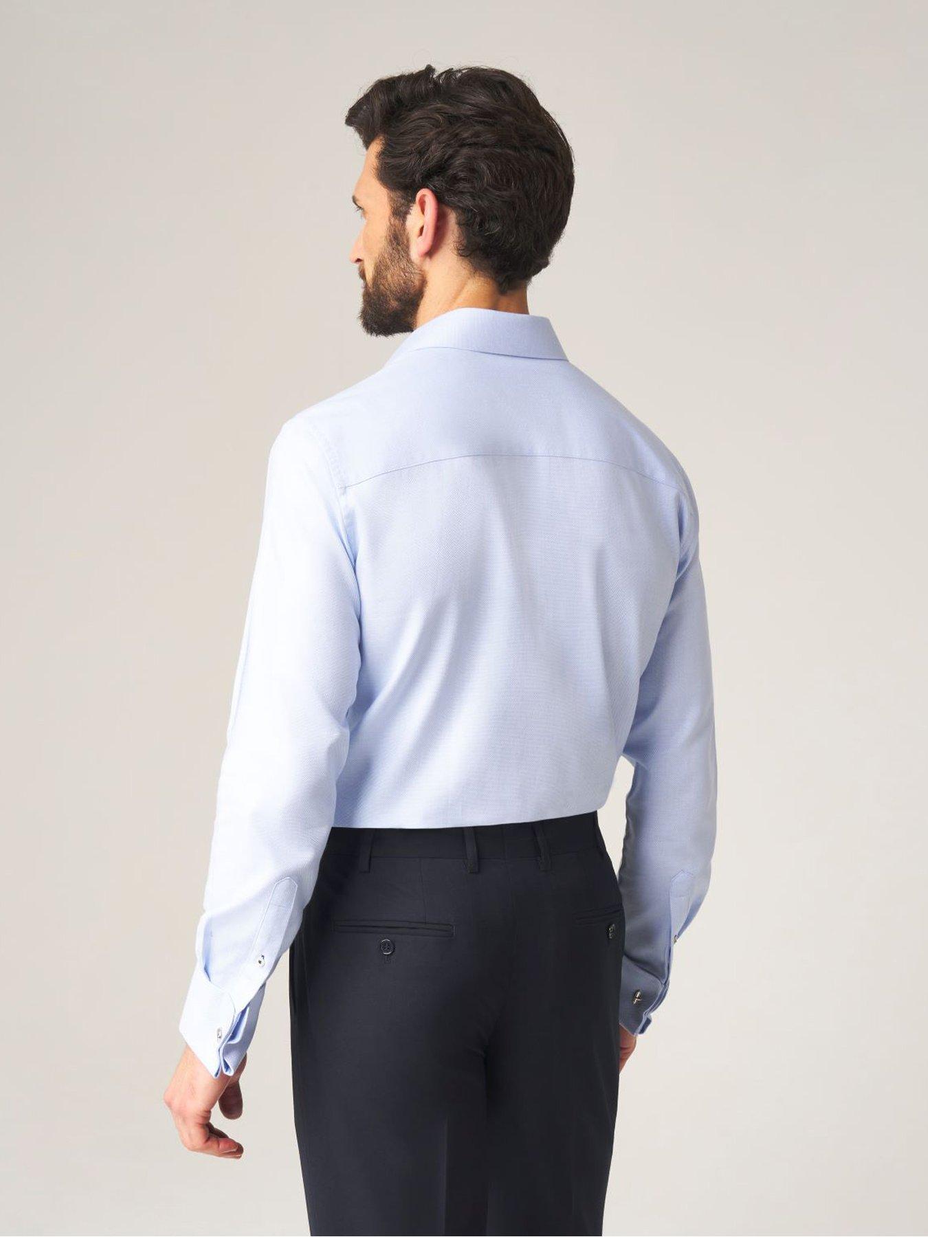 Image 2 of 4 of Skopes Premium Tailored Fit Dobby Long Sleeve Plain Shirt - Blue