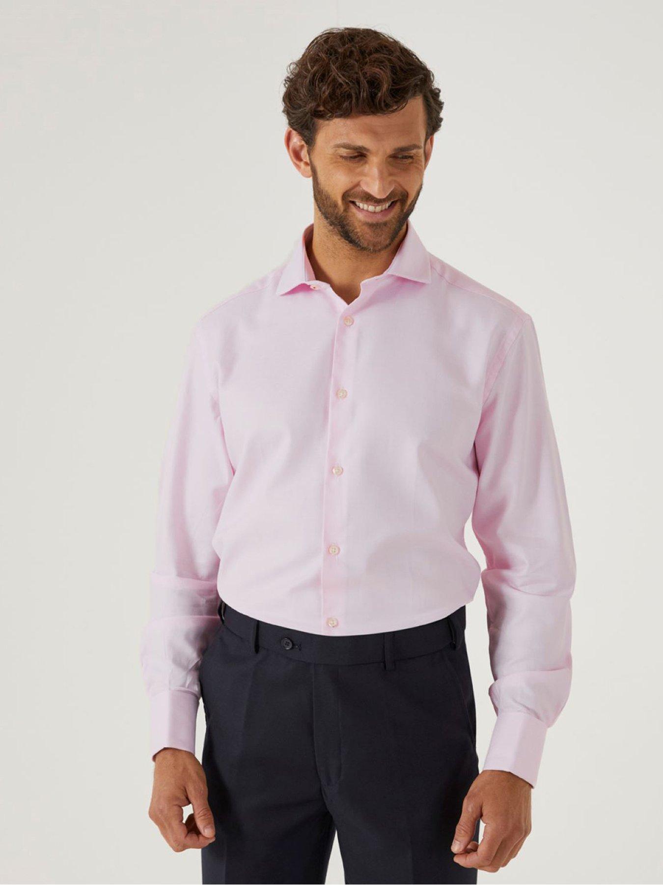 Skopes Premium Tailored Fit Dobby Long Sleeve Shirt - Pink