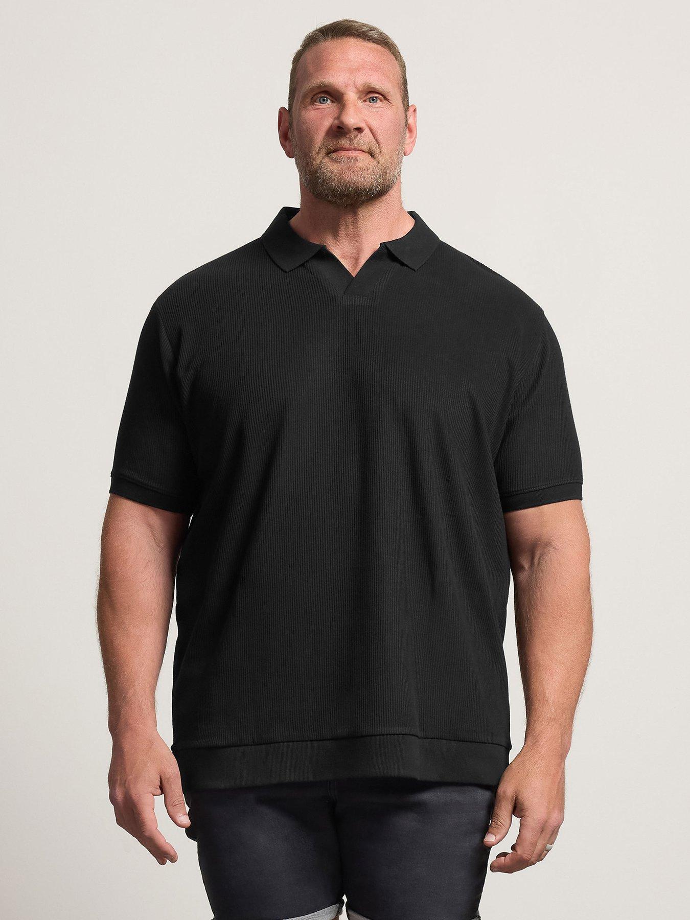 BadRhino Ribbed Trophy Neck Polo Shirt - Black