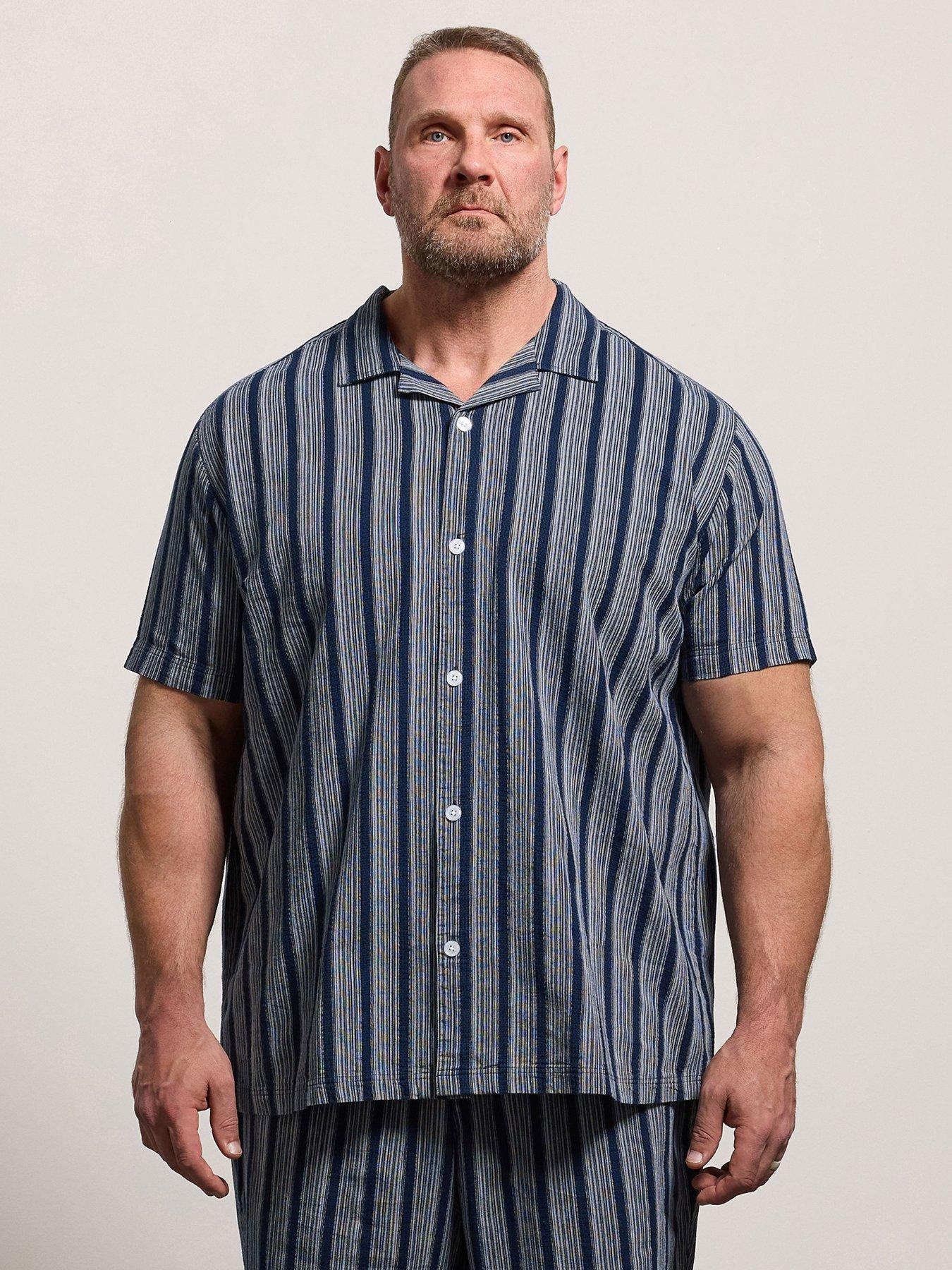 BadRhino Striped Short Sleeve Shirt - Blue