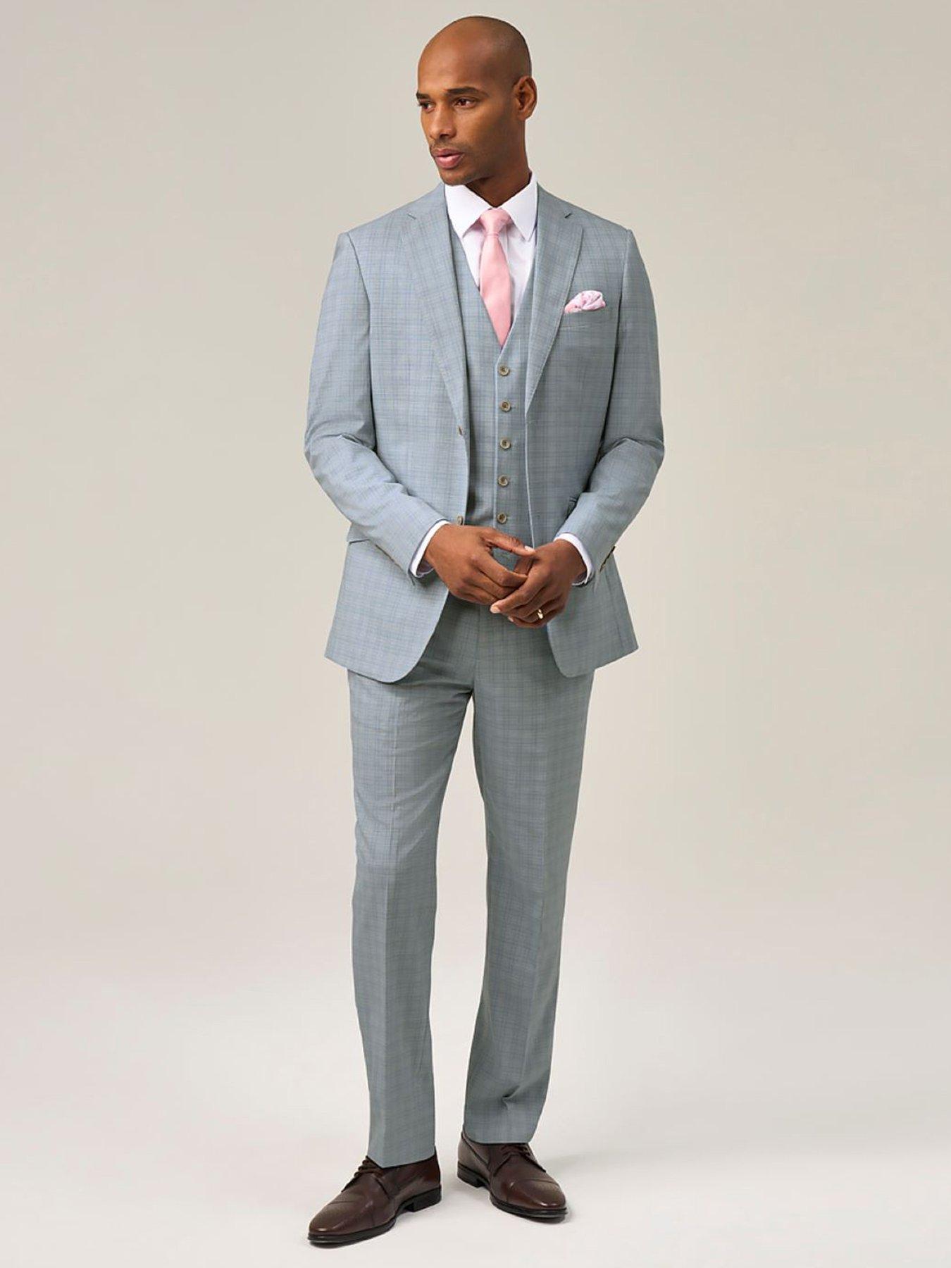 Image 3 of 5 of Skopes Arlen Check Tailored Fit Suit Trousers - Light Blue