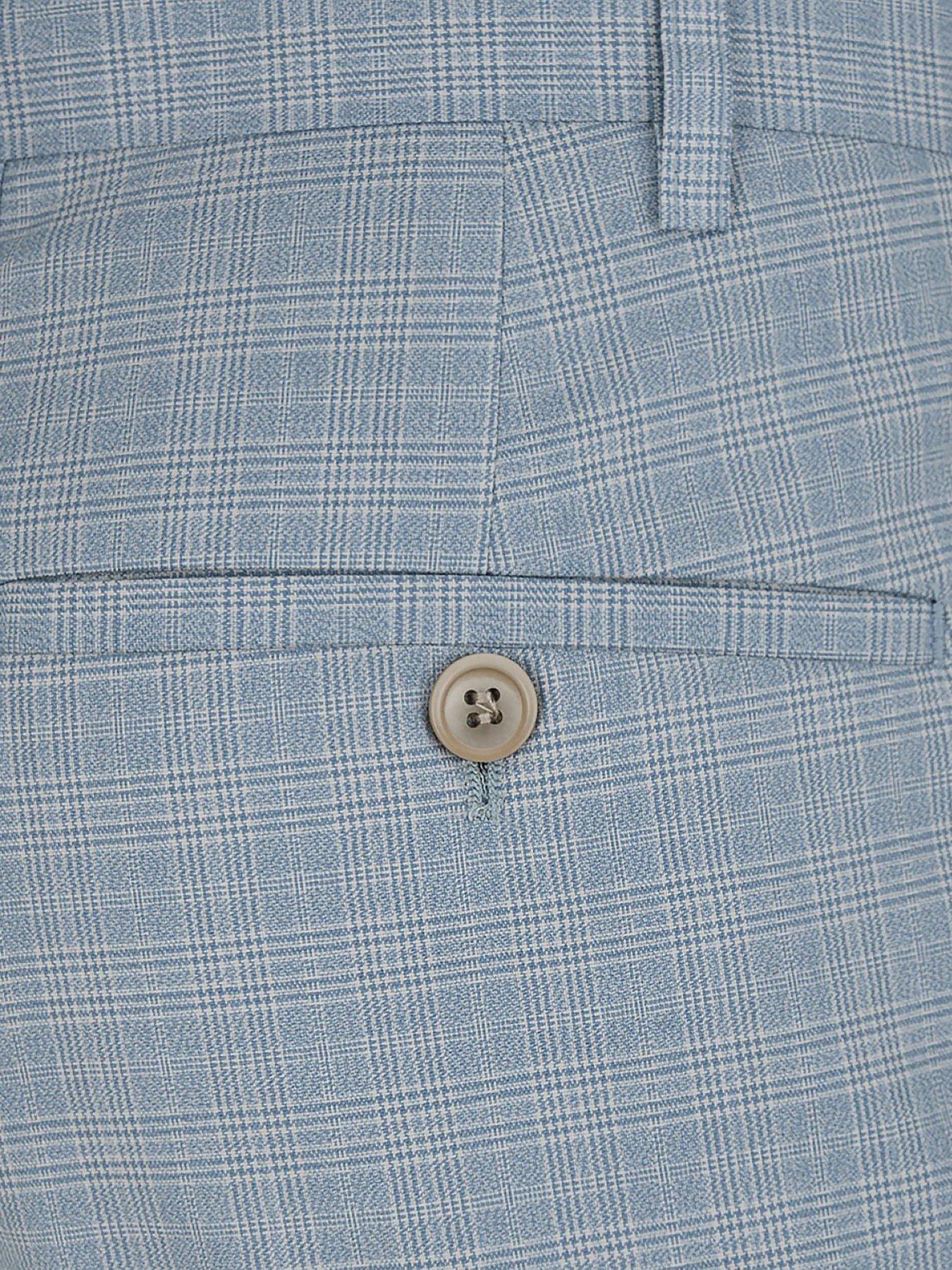 Image 4 of 5 of Skopes Arlen Check Tailored Fit Suit Trousers - Light Blue