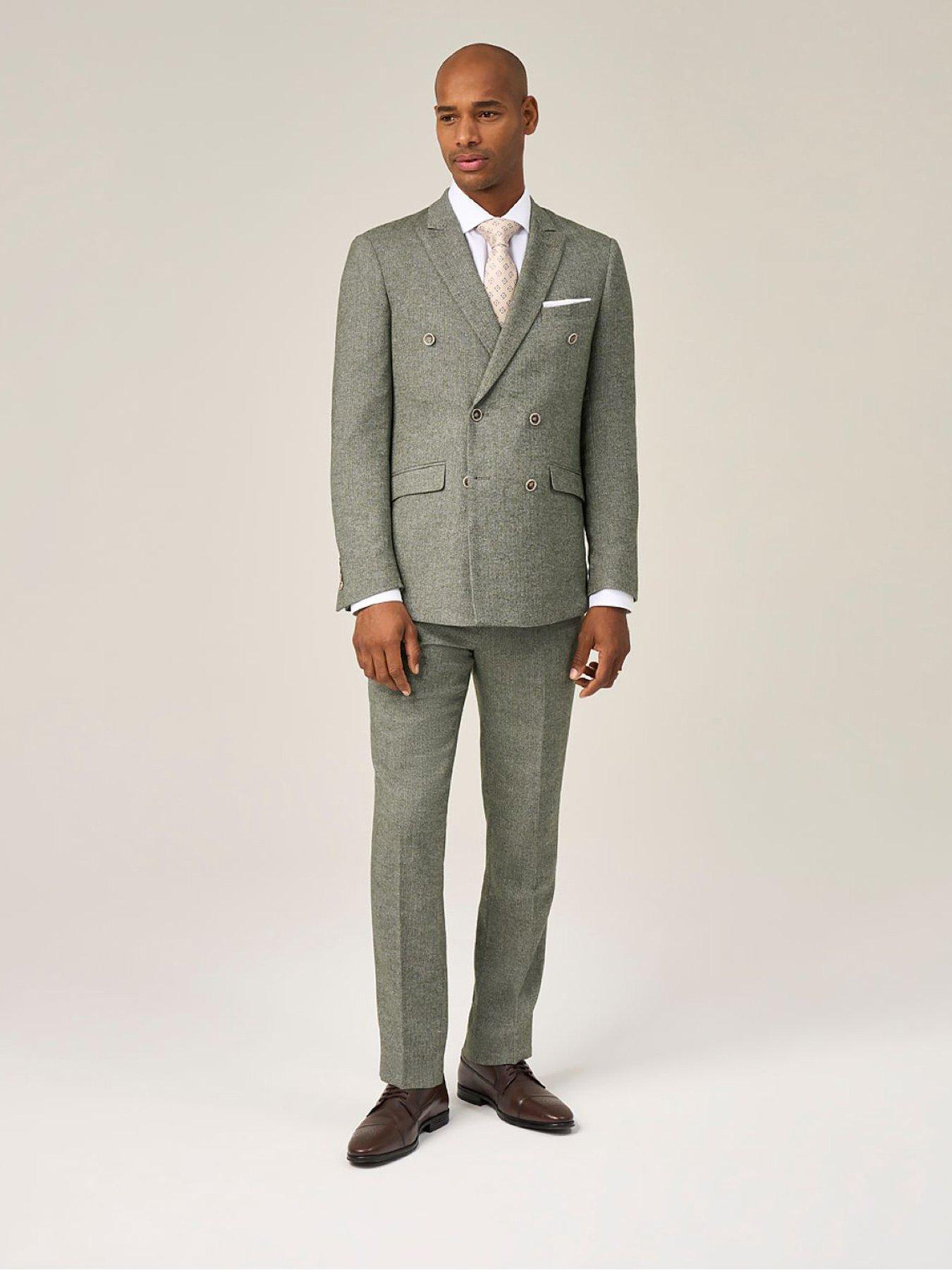  image of skopes-jude-double-breasted-suit-jacket-green