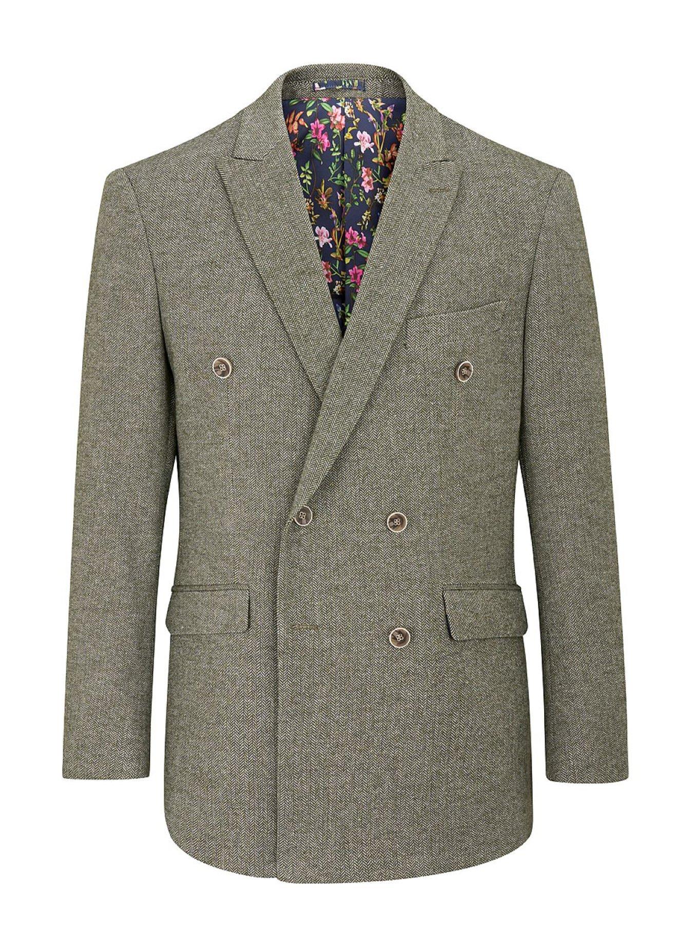  image of skopes-jude-double-breasted-suit-jacket-green