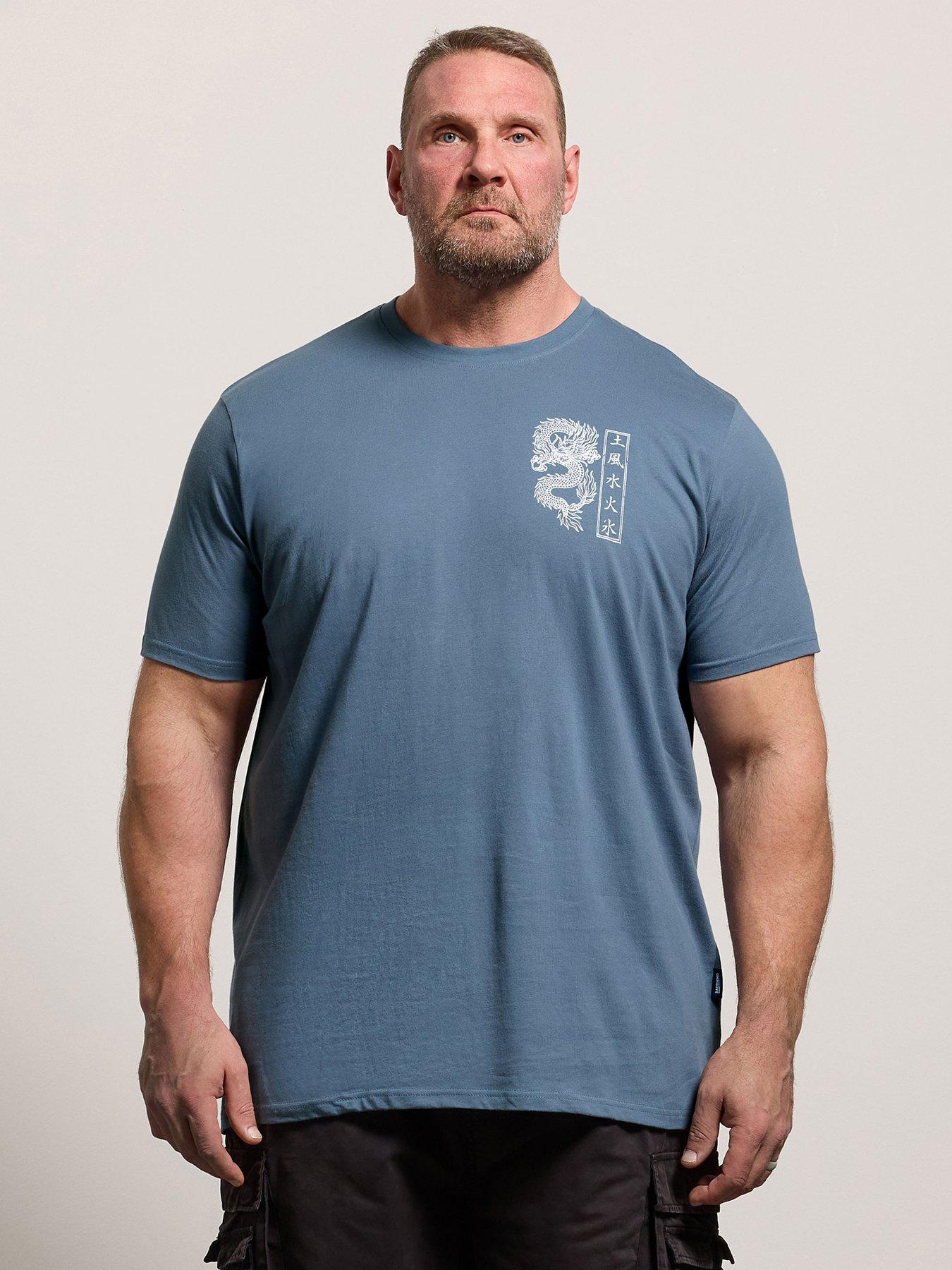Image 1 of 4 of BadRhino Double Dragon Longline T-Shirt - Blue