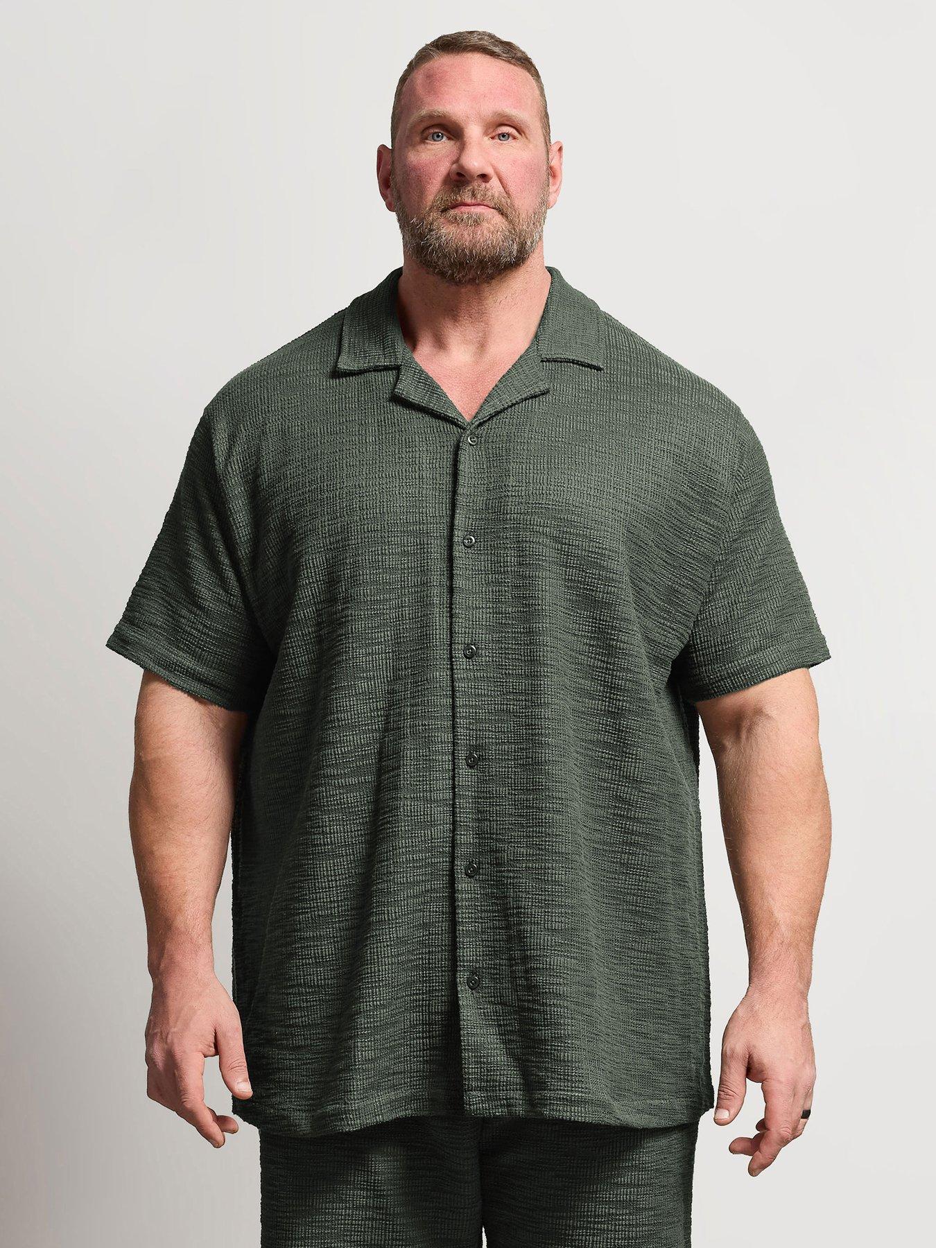 BadRhino Textured Short Sleeve Revere Shirt - Green