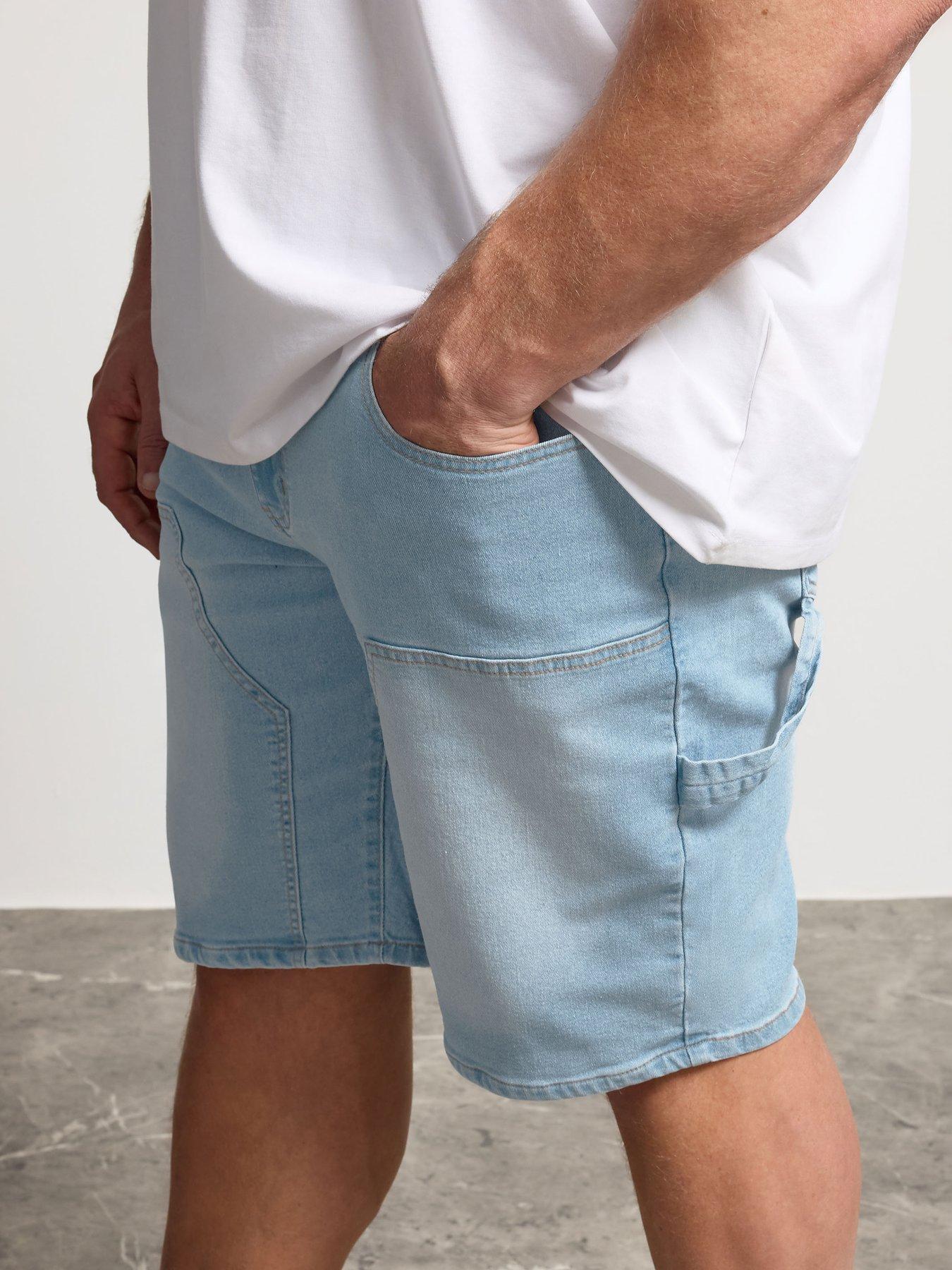  image of badrhino-light-wash-carpenter-shorts-blue