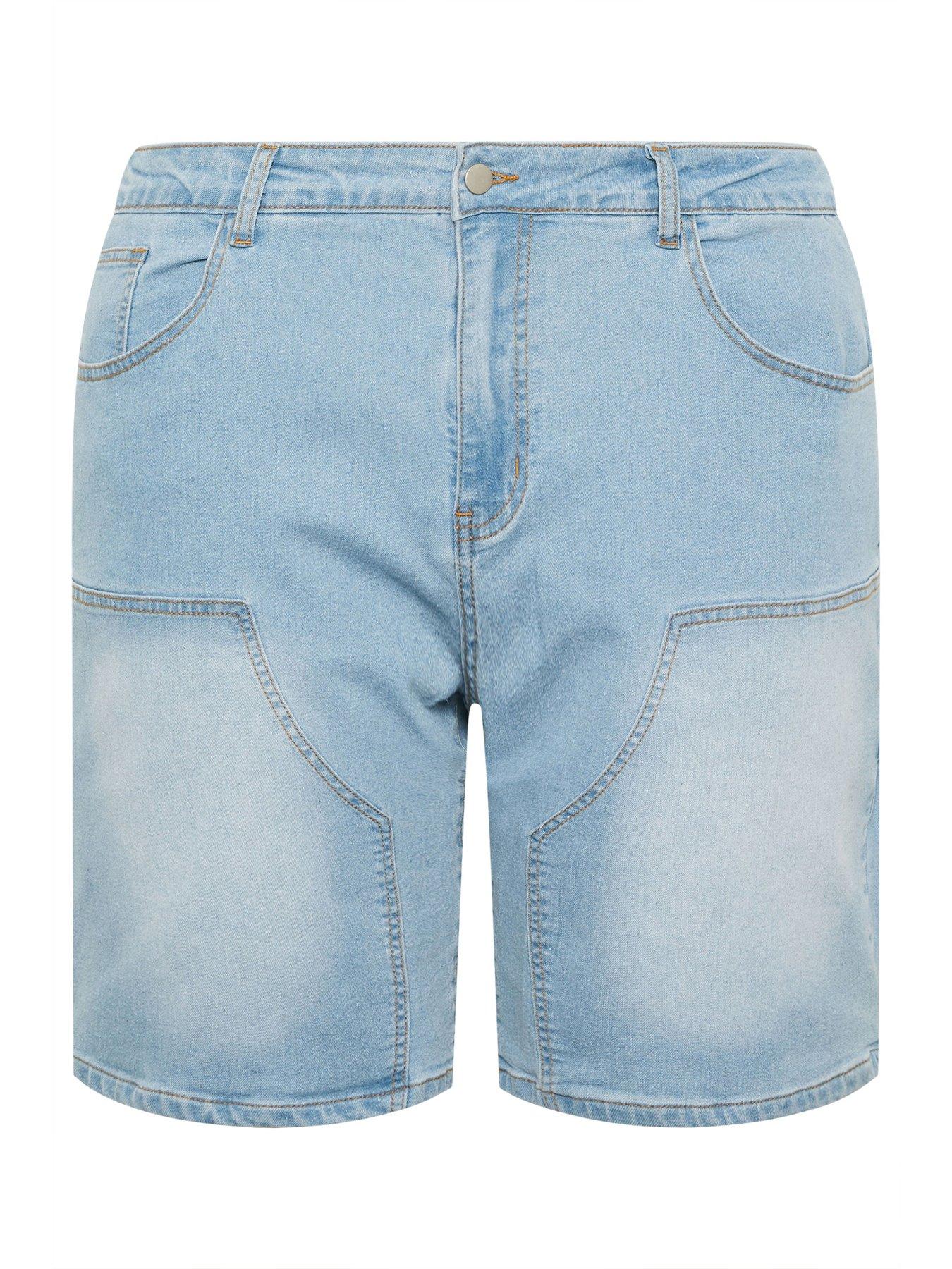  image of badrhino-light-wash-carpenter-shorts-blue