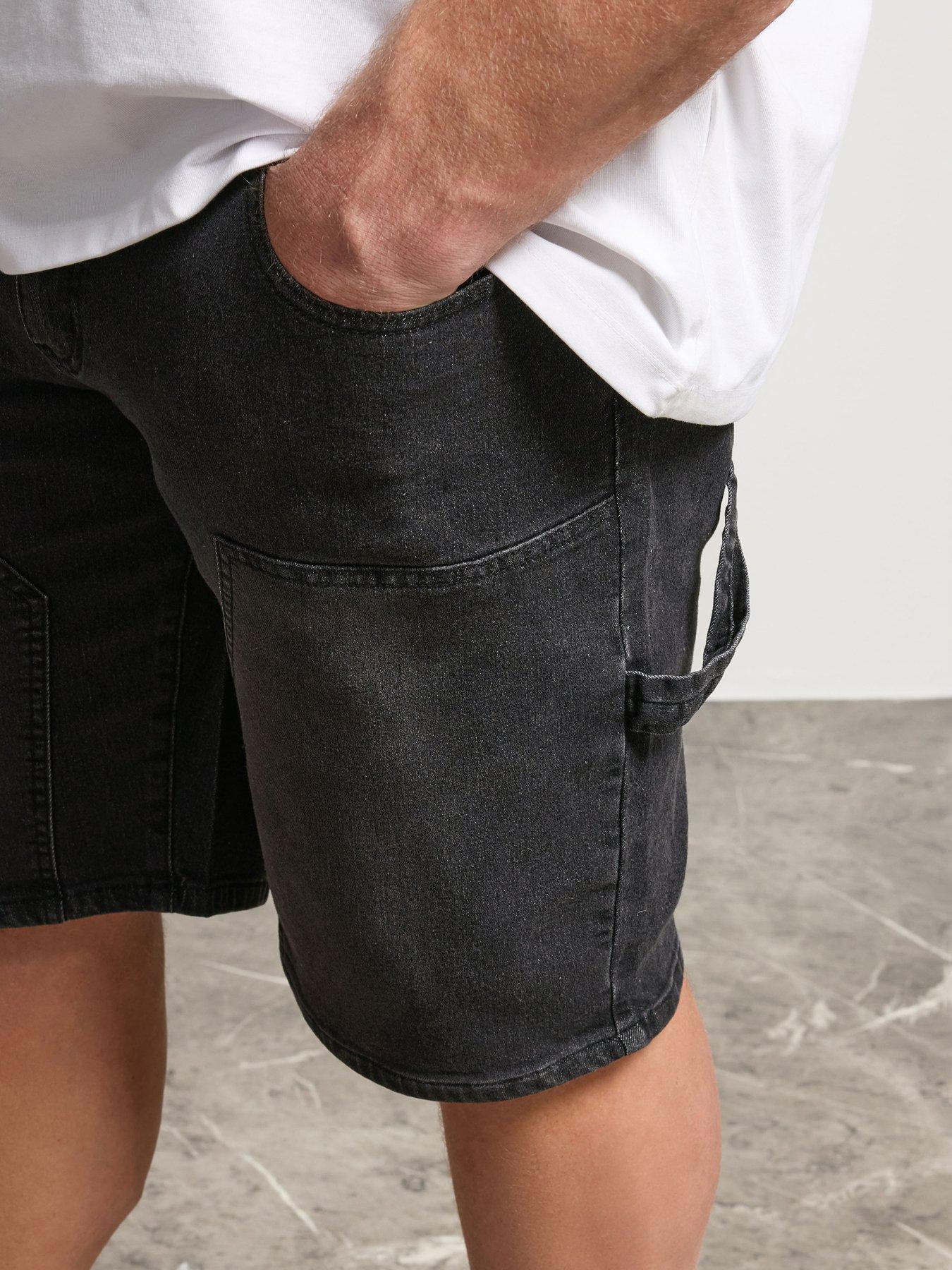  image of badrhino-washed-carpenter-shorts-black