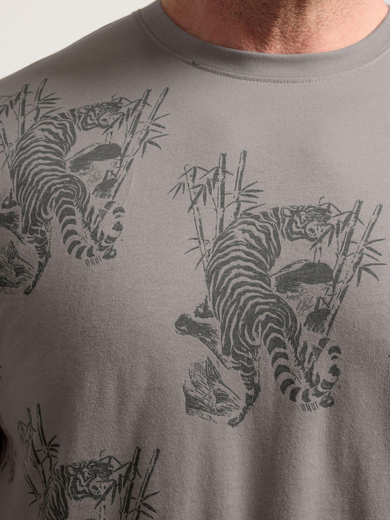  image of badrhino-tiger-bamboo-t-shirt-grey
