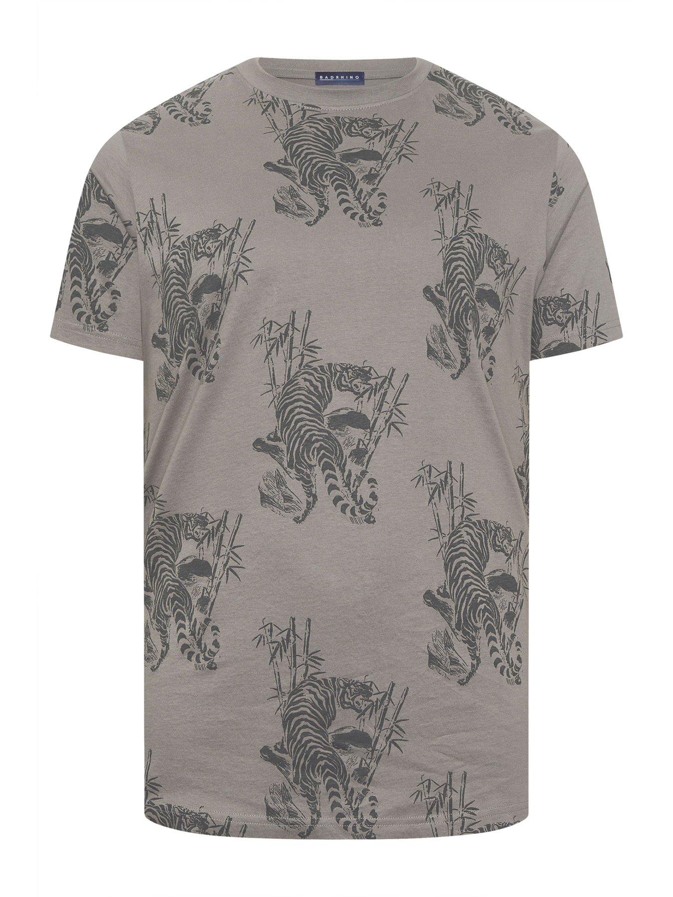  image of badrhino-tiger-bamboo-t-shirt-grey