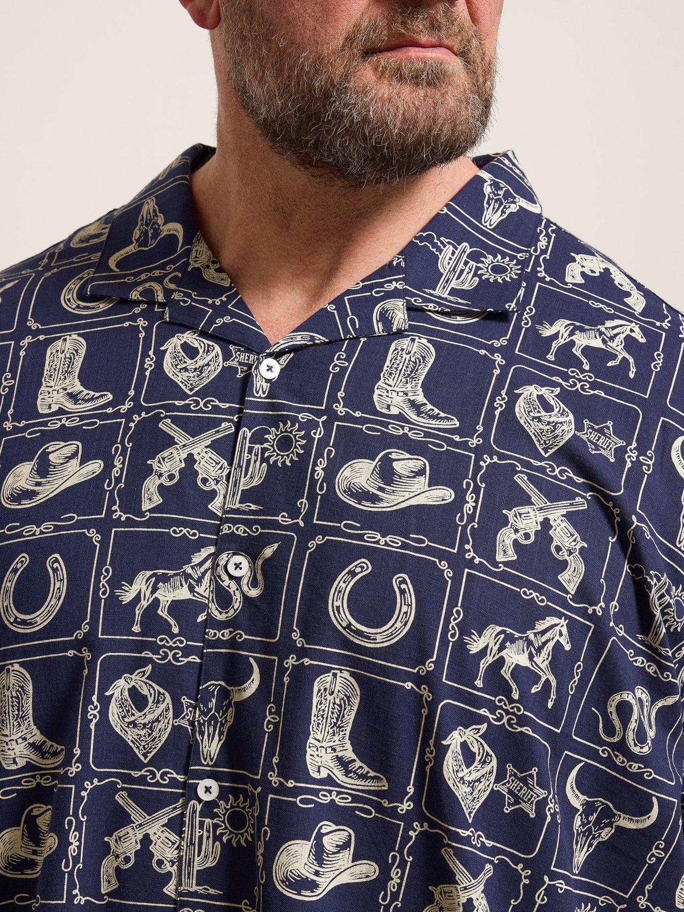 Image 4 of 5 of BadRhino Country Slub Short Sleeve Shirt - Blue