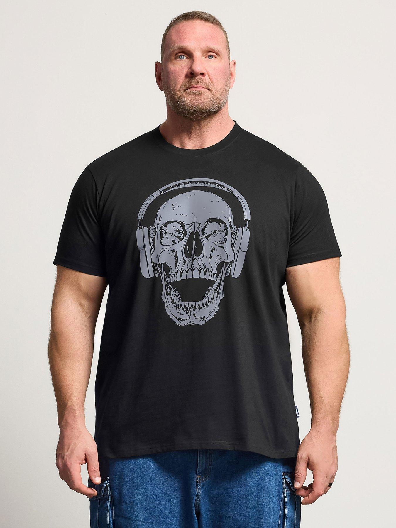 BadRhino Skull Headphones T-Shirt - Black