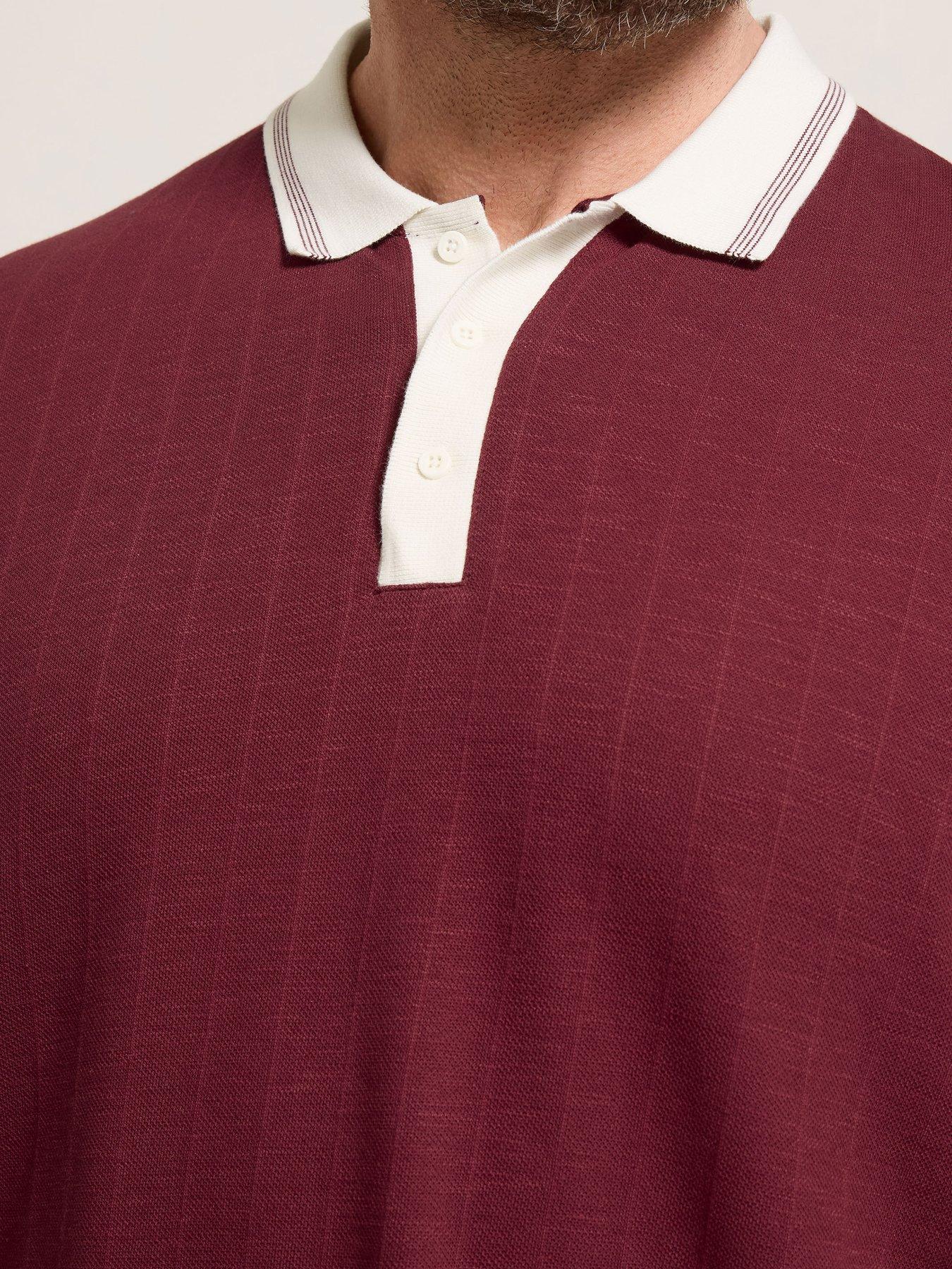 Image 4 of 4 of BadRhino Mini Check Polo Shirt - Wine Red