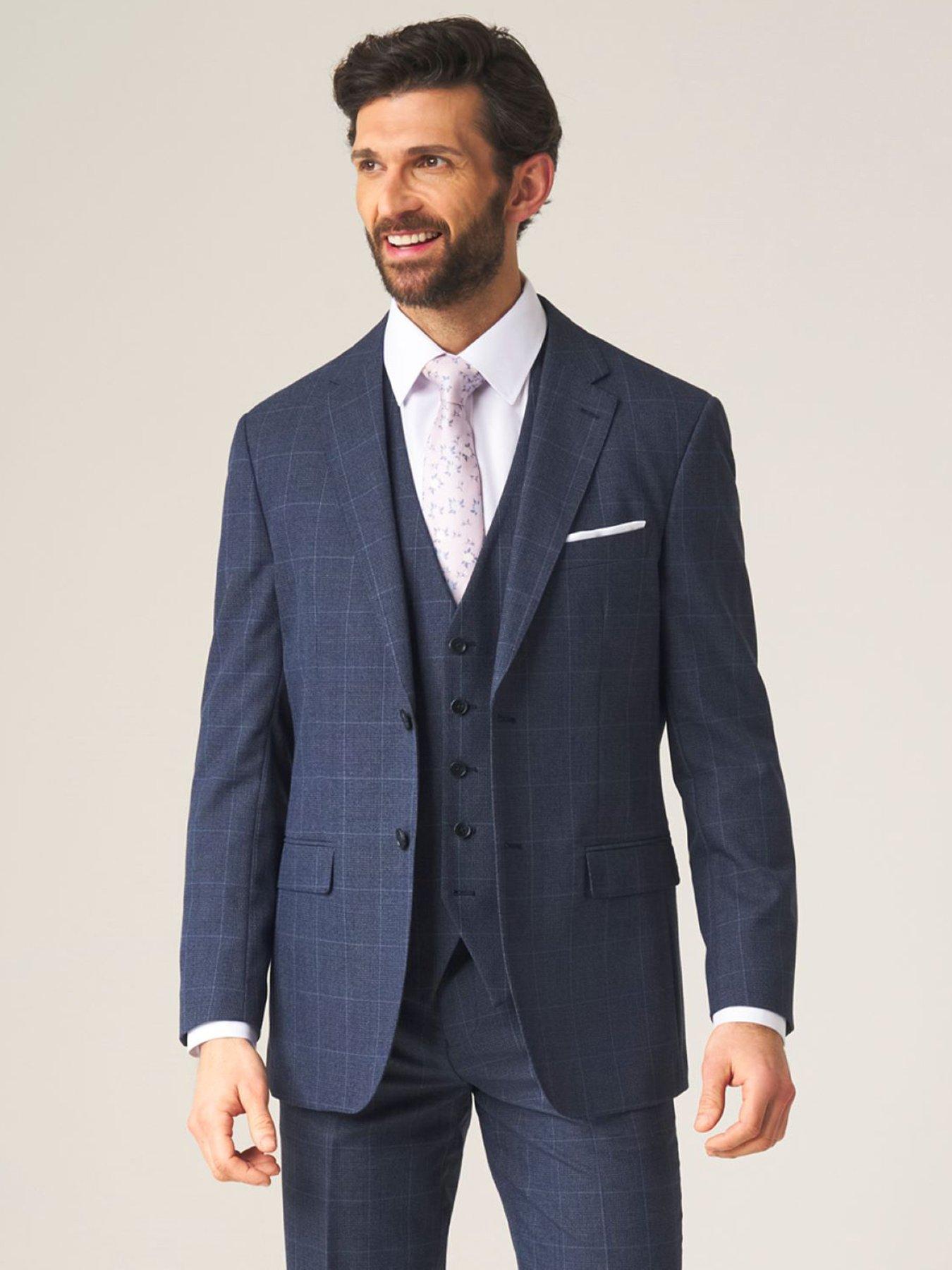 Skopes Anello Check Tailored Fit Suit Jacket - Blue