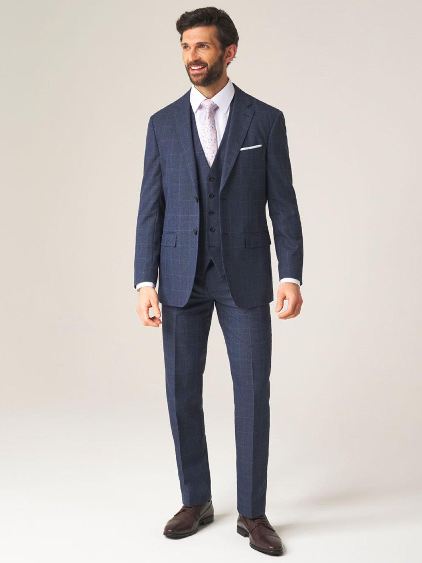 Image 3 of 5 of Skopes Anello Check Tailored Fit Suit Jacket - Blue