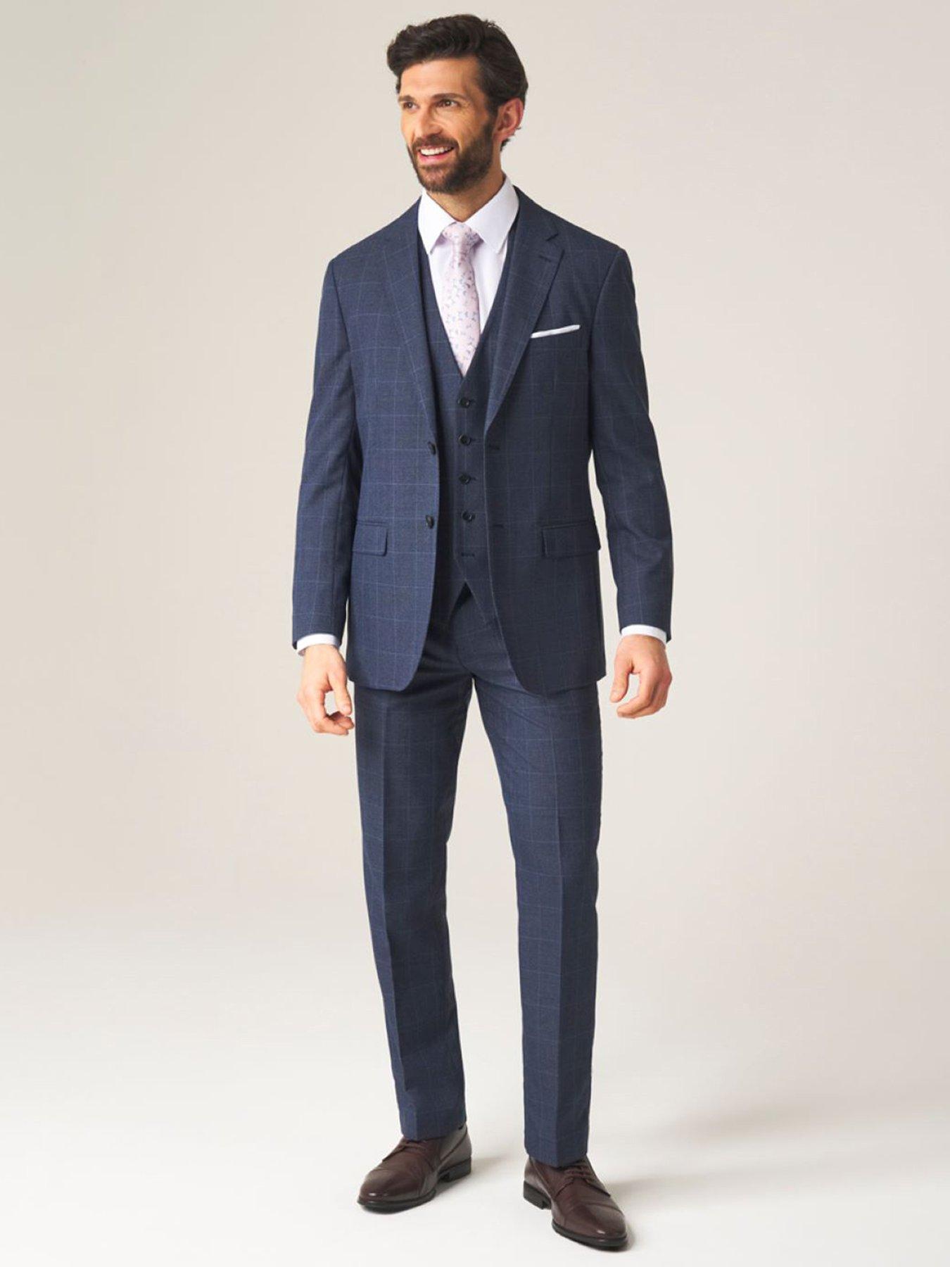 Image 3 of 3 of Skopes Anello Check Tailored Fit Suit Trousers - Blue