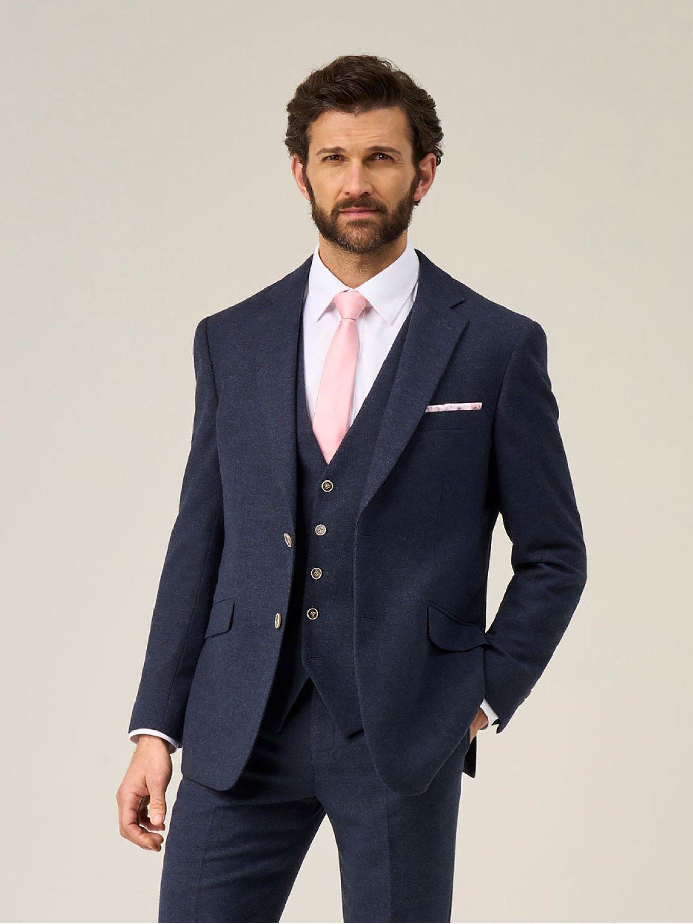 front image of skopes-jude-herringbone-tailored-fit-suit-jacket-navy