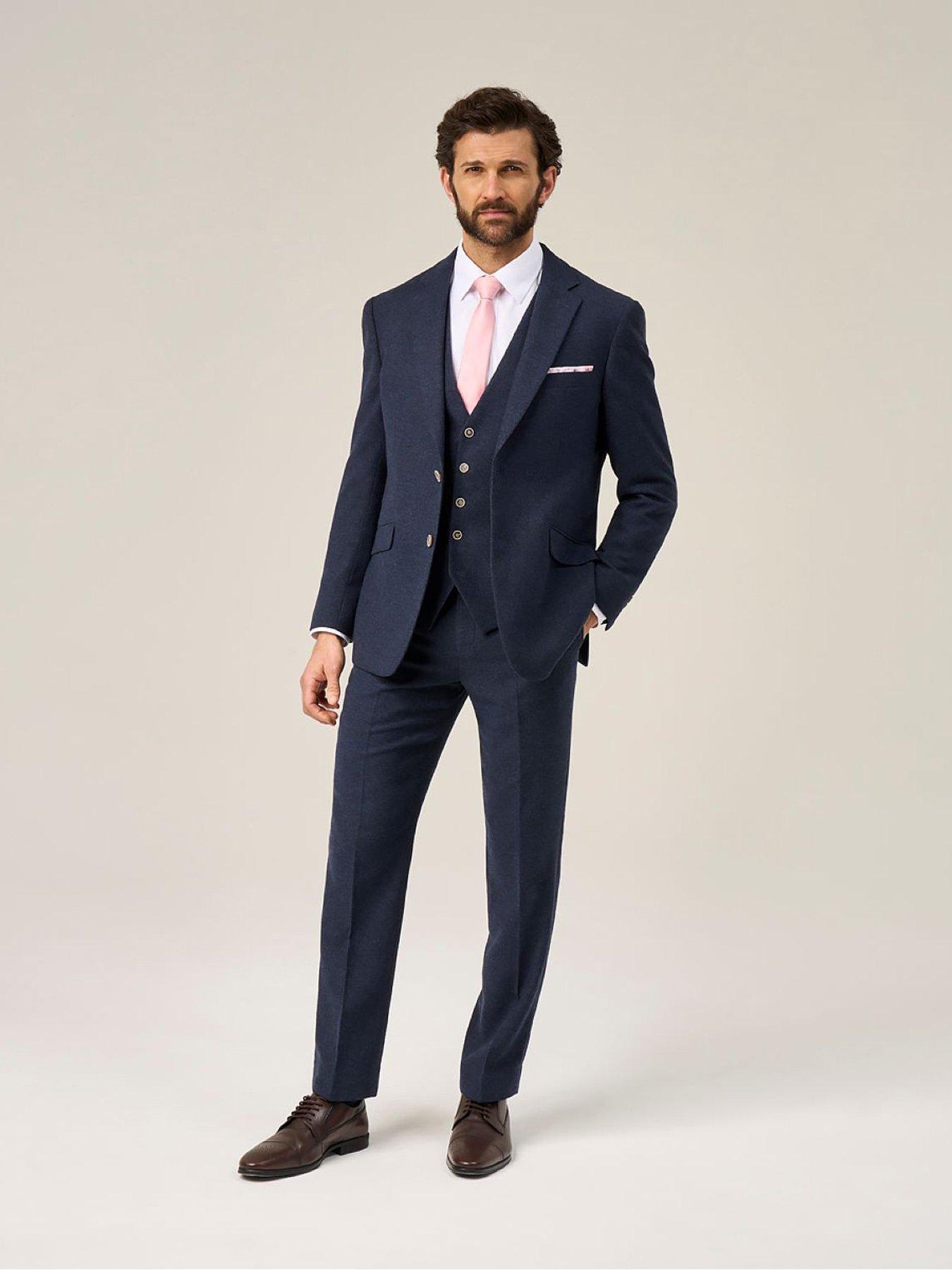  image of skopes-jude-herringbone-tailored-fit-suit-jacket-navy