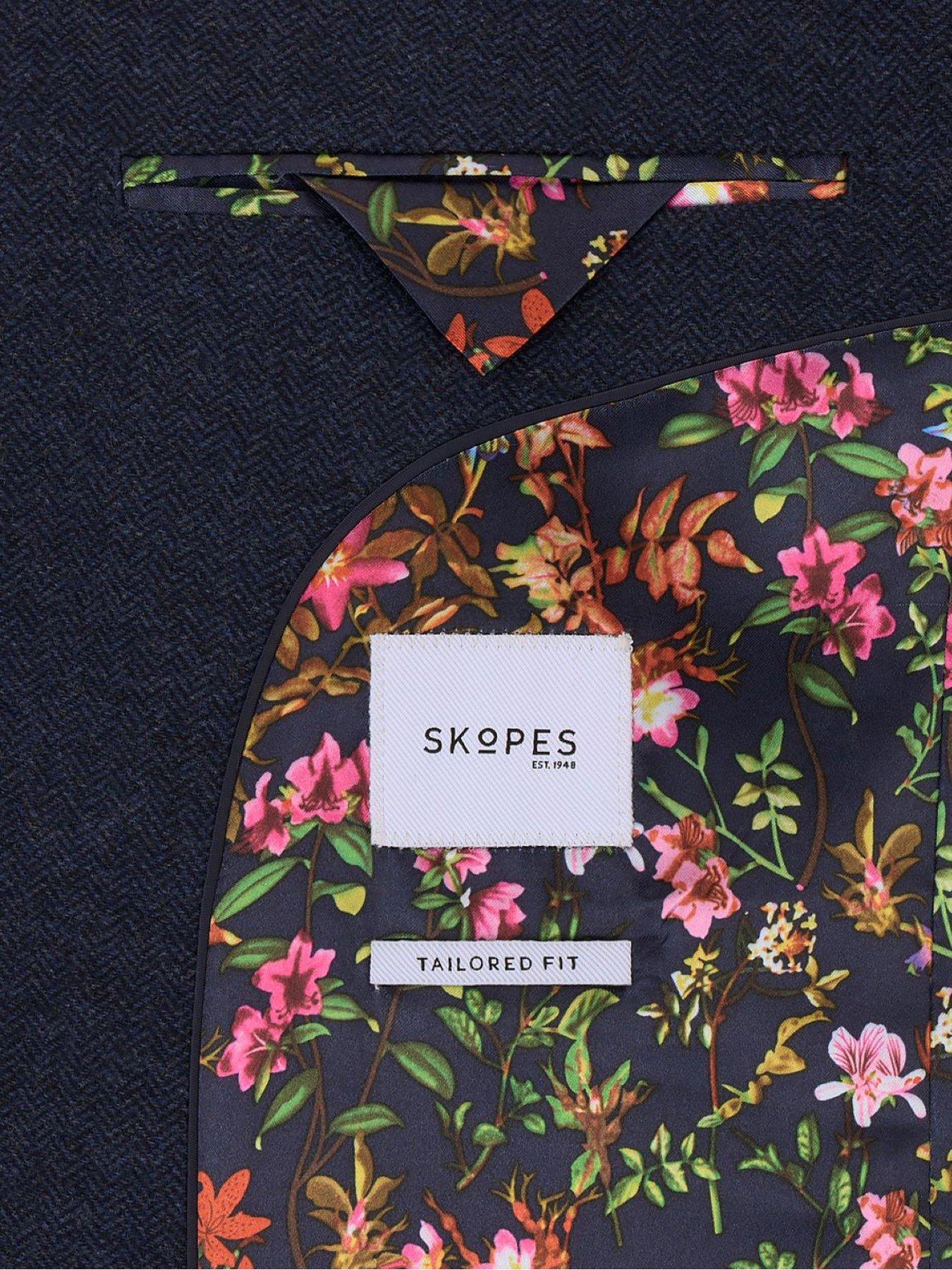  image of skopes-jude-herringbone-tailored-fit-suit-jacket-navy