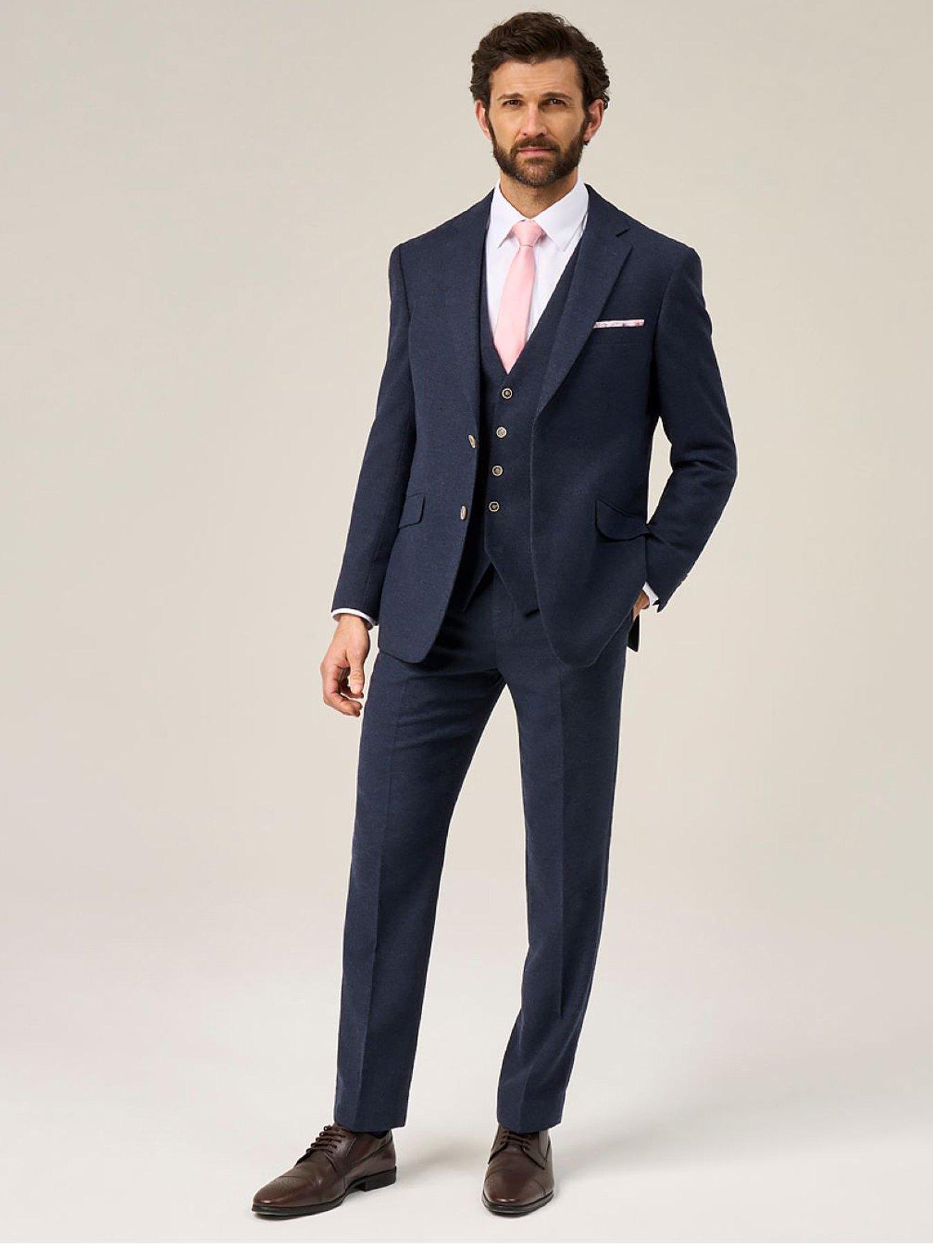 Image 3 of 3 of Skopes Jude Herringbone Tailored Fit Suit Trousers - Navy
