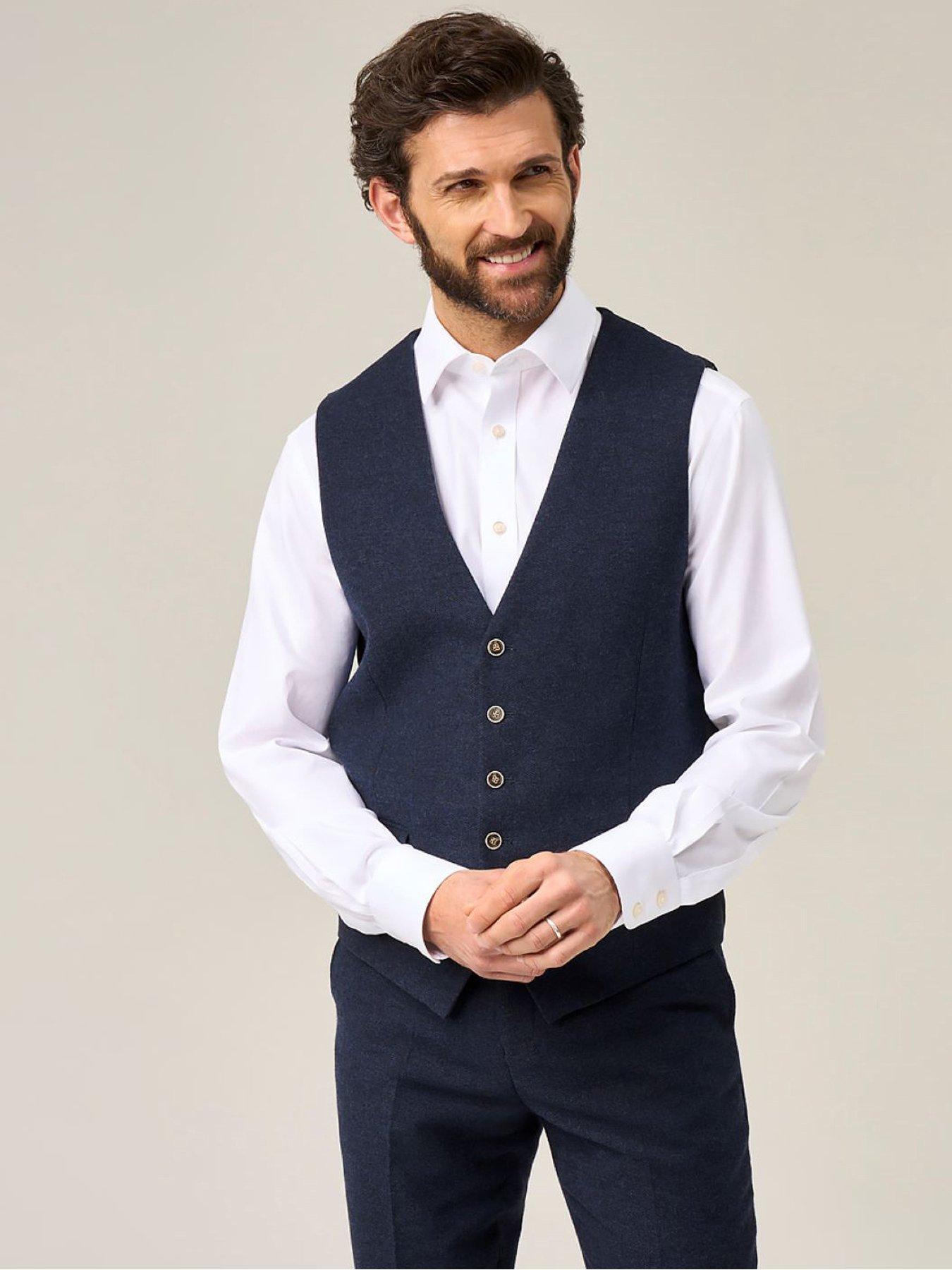 Image 1 of 3 of Skopes Jude Herringbone Waistcoat - Navy