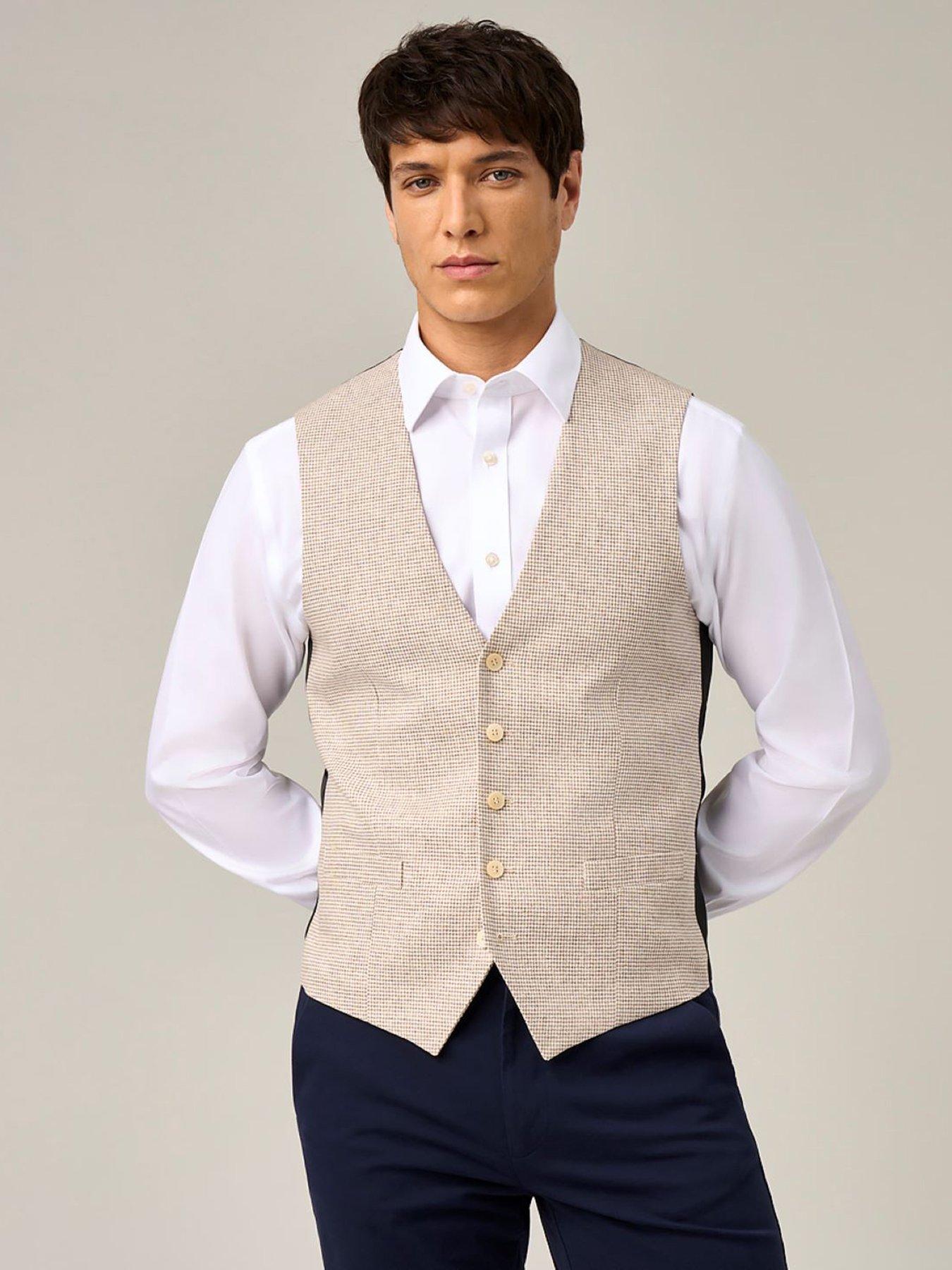 Image 1 of 5 of Skopes Aurelio Houndstooth Waistcoat&nbsp;- Beige